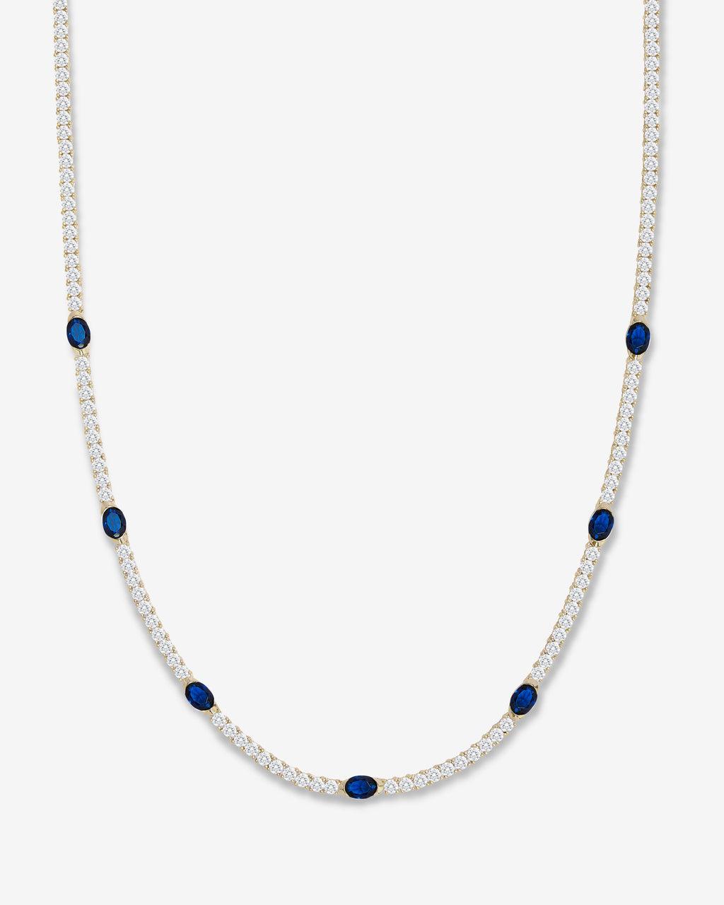 The Maven Tennis Necklace 3mm - Gold|Blue Sapphire
