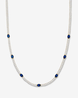 The Maven Tennis Necklace 3mm - Gold|Blue Sapphire