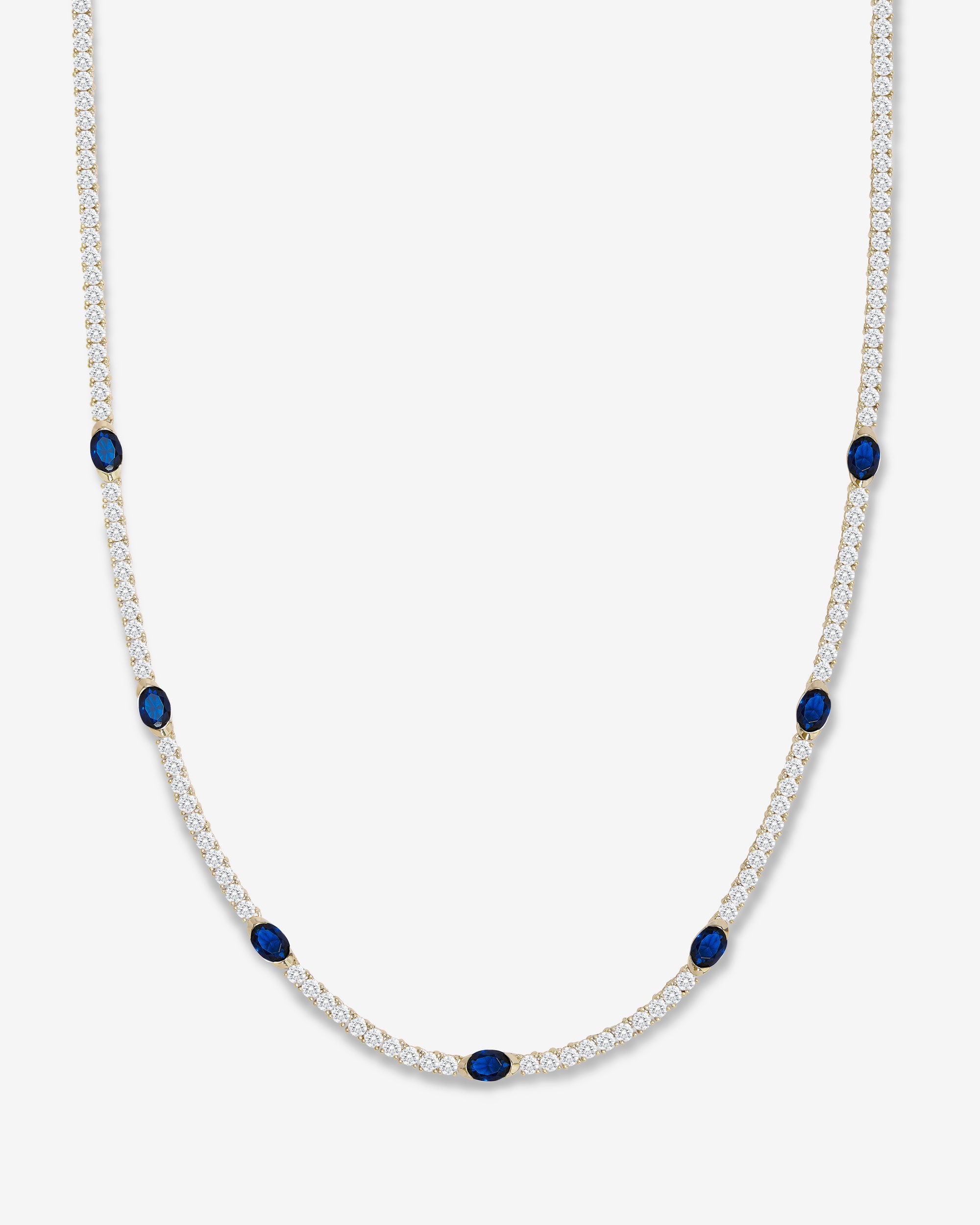 The Maven Tennis Necklace 3mm - Gold|Blue Sapphire