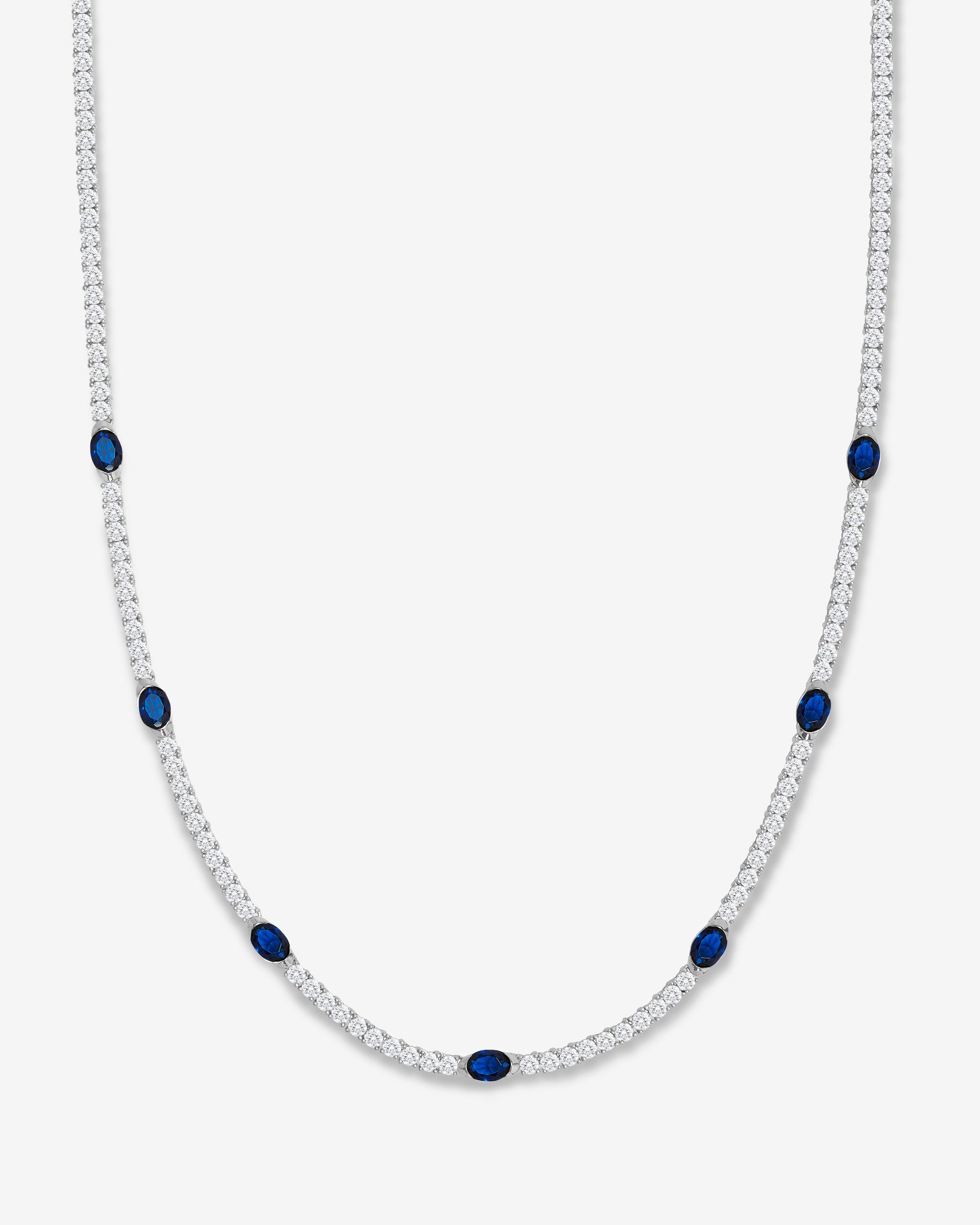 The Maven Tennis Necklace - Silver|Blue Sapphire