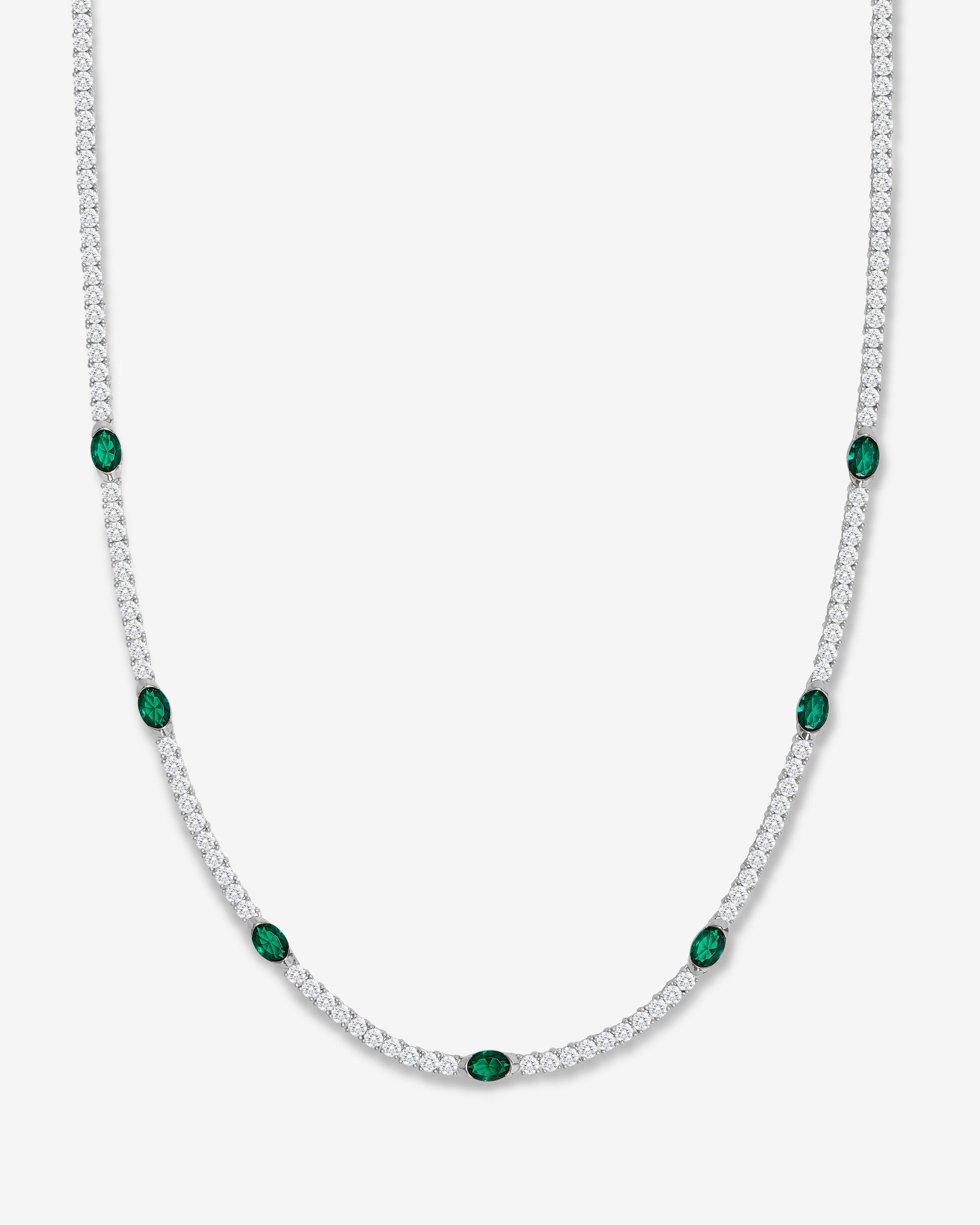 The Maven Tennis Necklace 3mm - Silver|Emerald