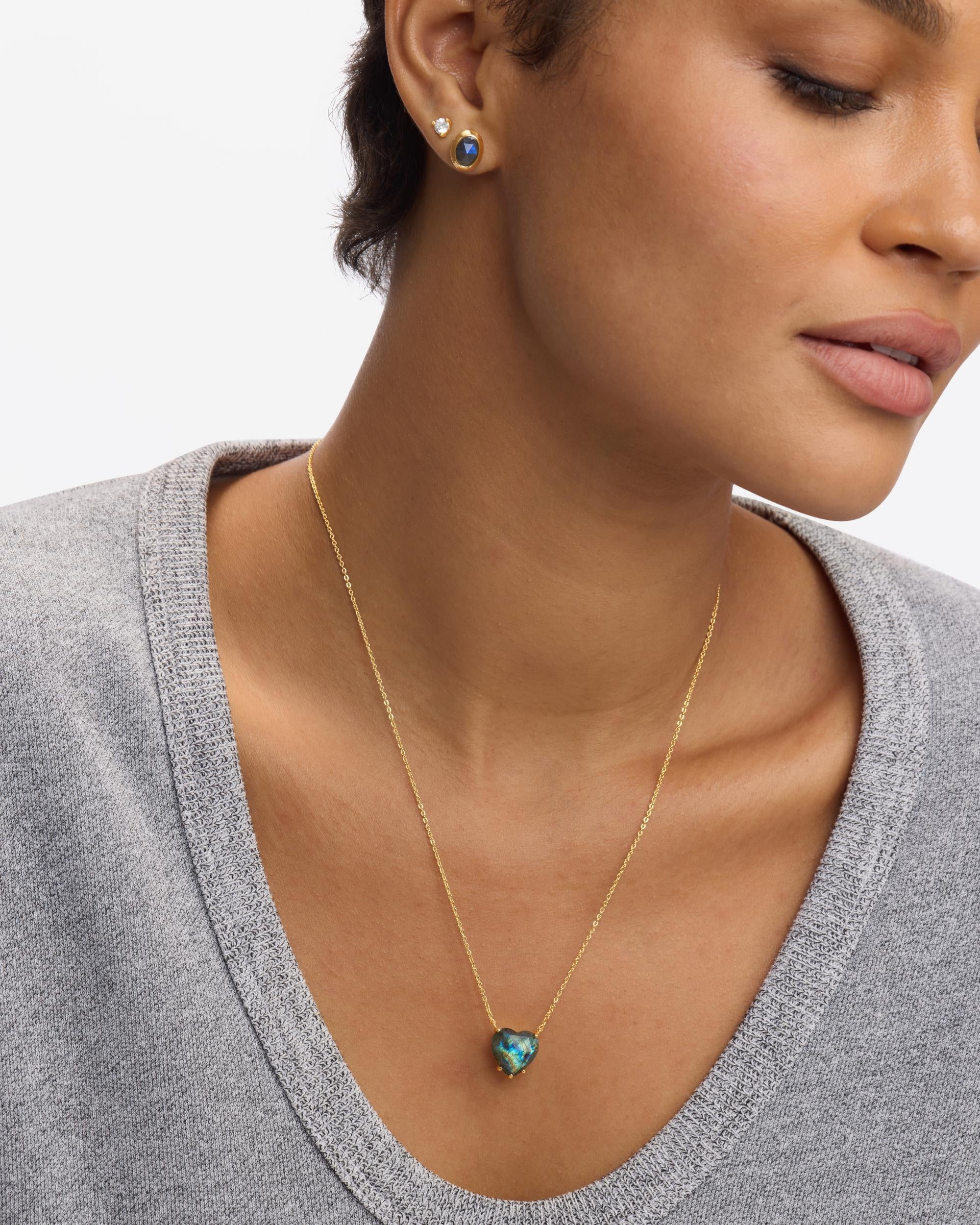 The Allison Heart Necklace - Gold|Labradorite