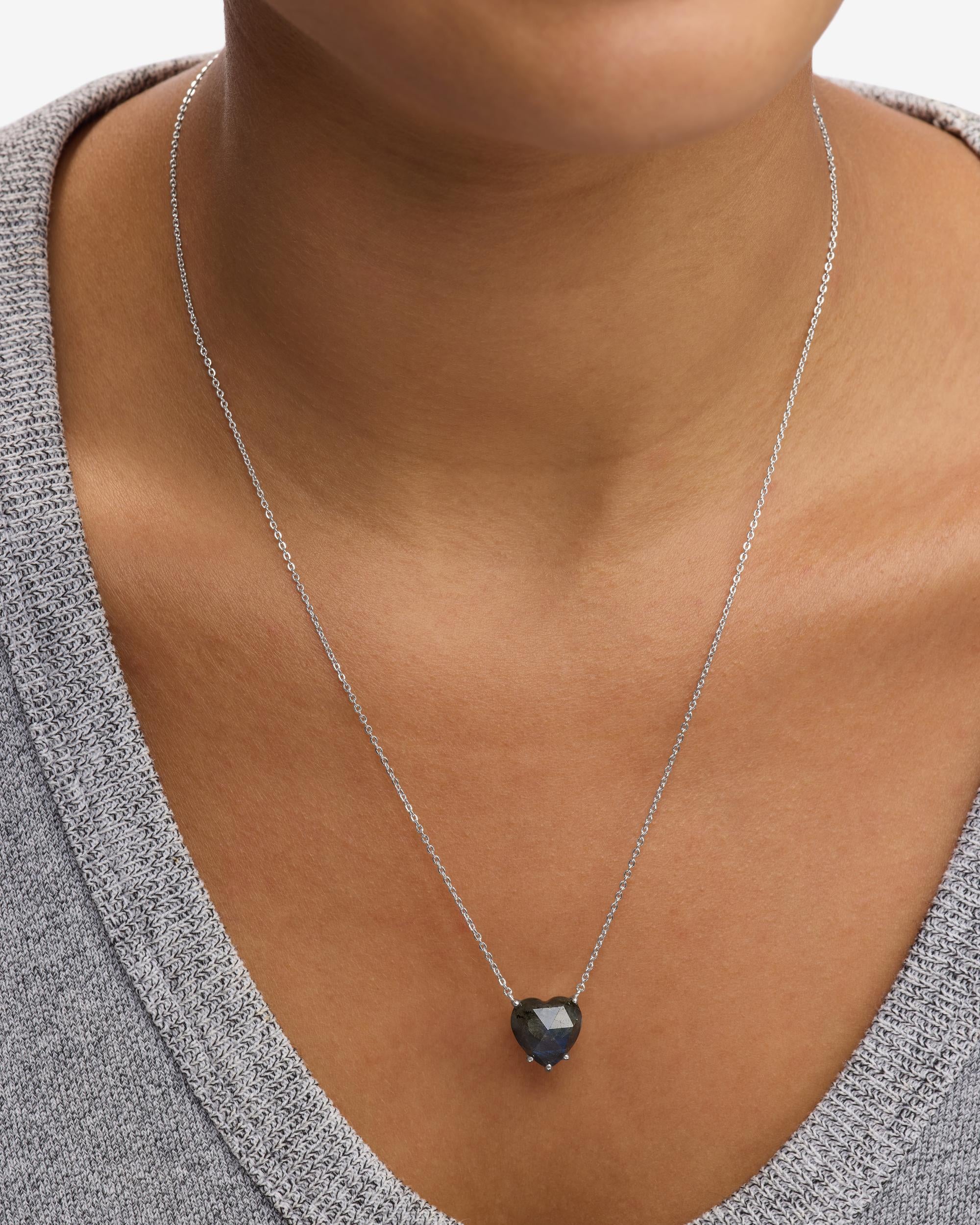 The Allison Heart Necklace - Silver|Labradorite