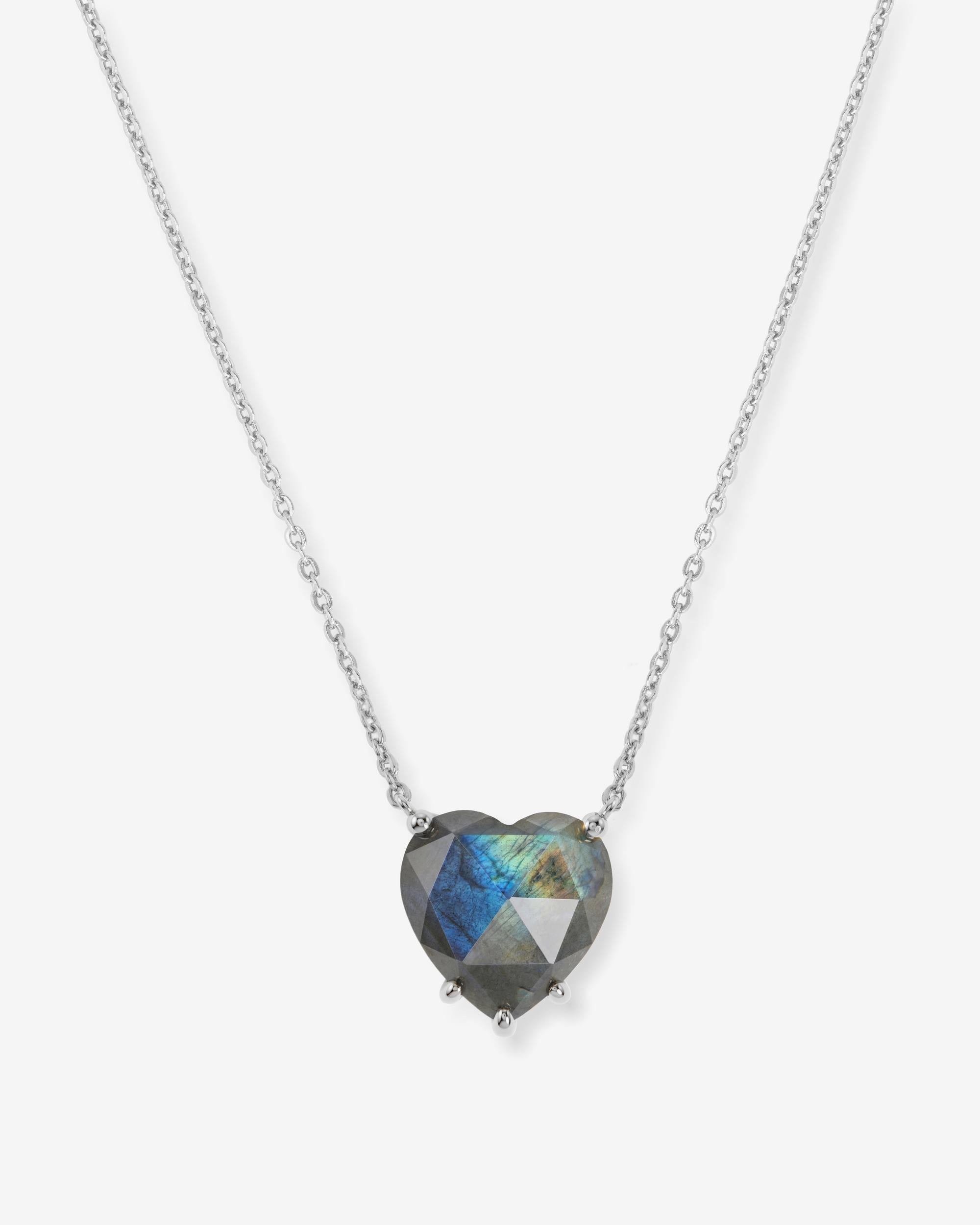 The Allison Heart Necklace - Silver|Labradorite