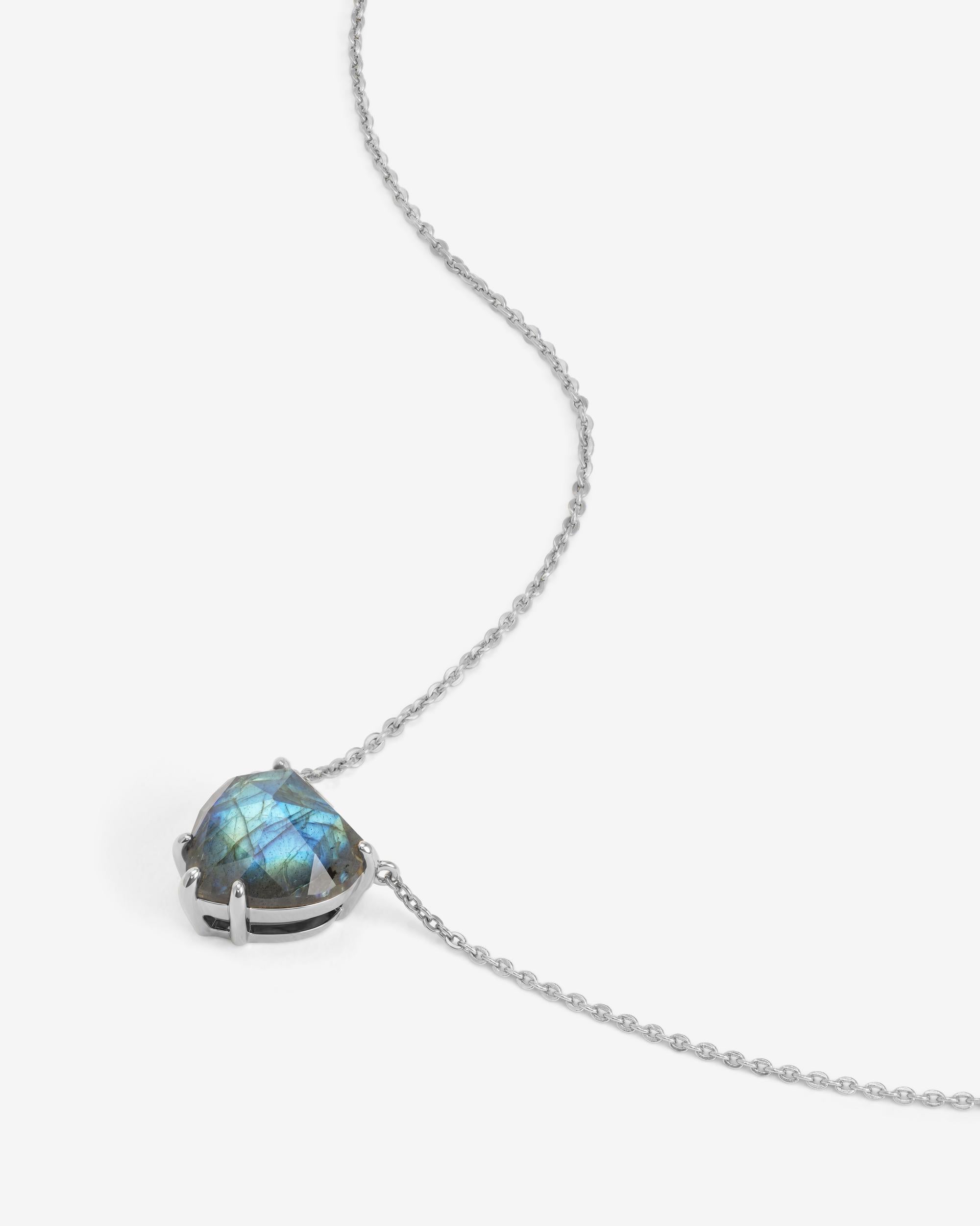 The Allison Heart Necklace - Silver|Labradorite