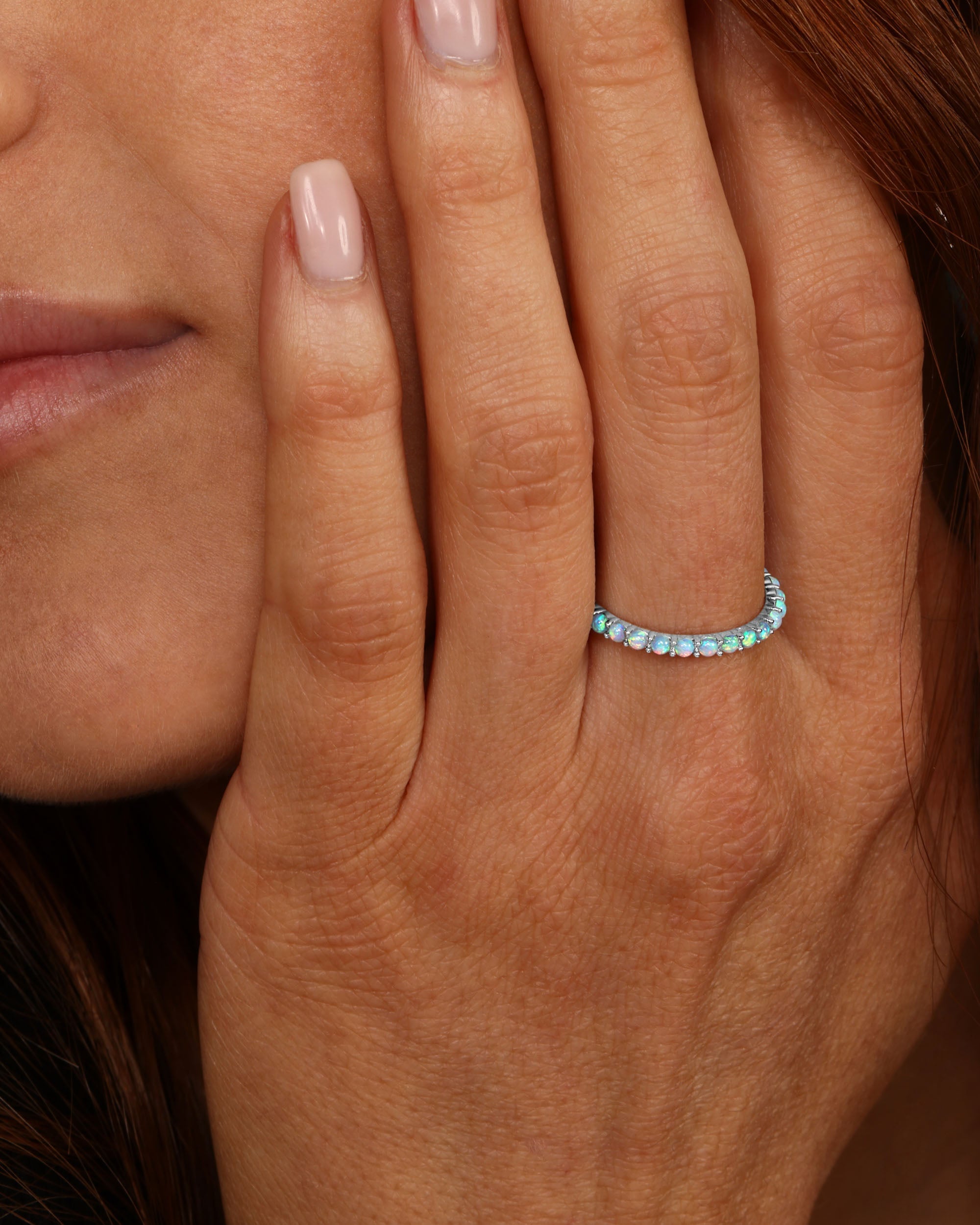 Heiress Ring 2mm - Silver|Blue Opal