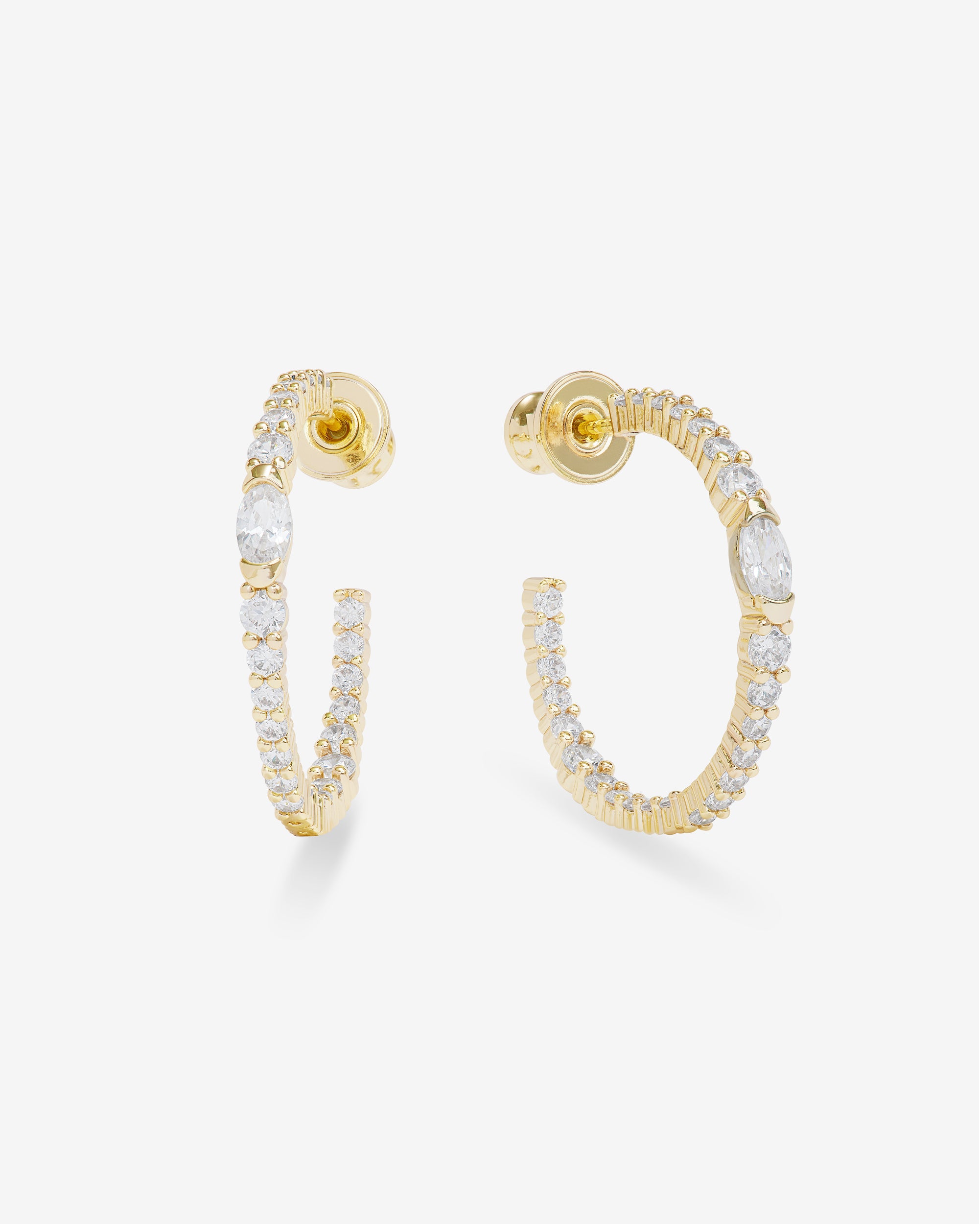 The Maven Hoops 1" - Gold|White Diamondettes