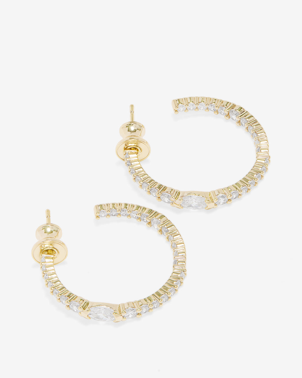 The Maven Hoops 1" - Gold|White Diamondettes