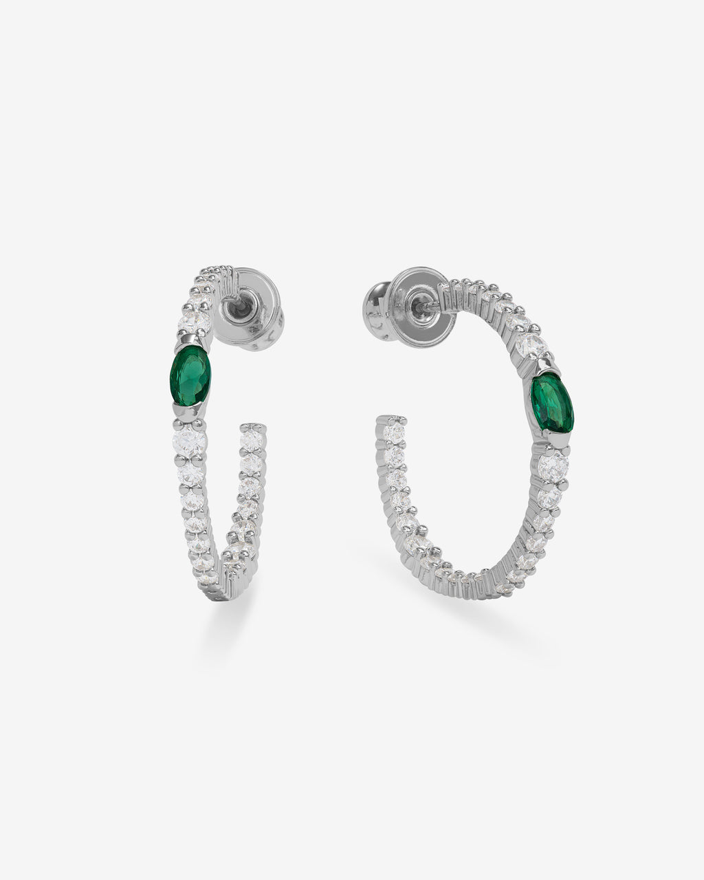 The Maven Hoops 1" - Silver|Emerald