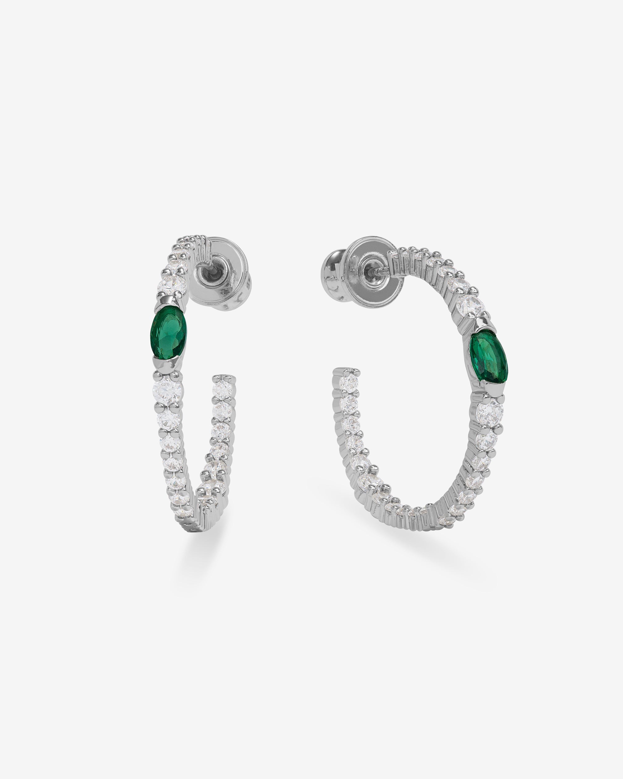 The Maven Hoops 1" - Silver|Emerald