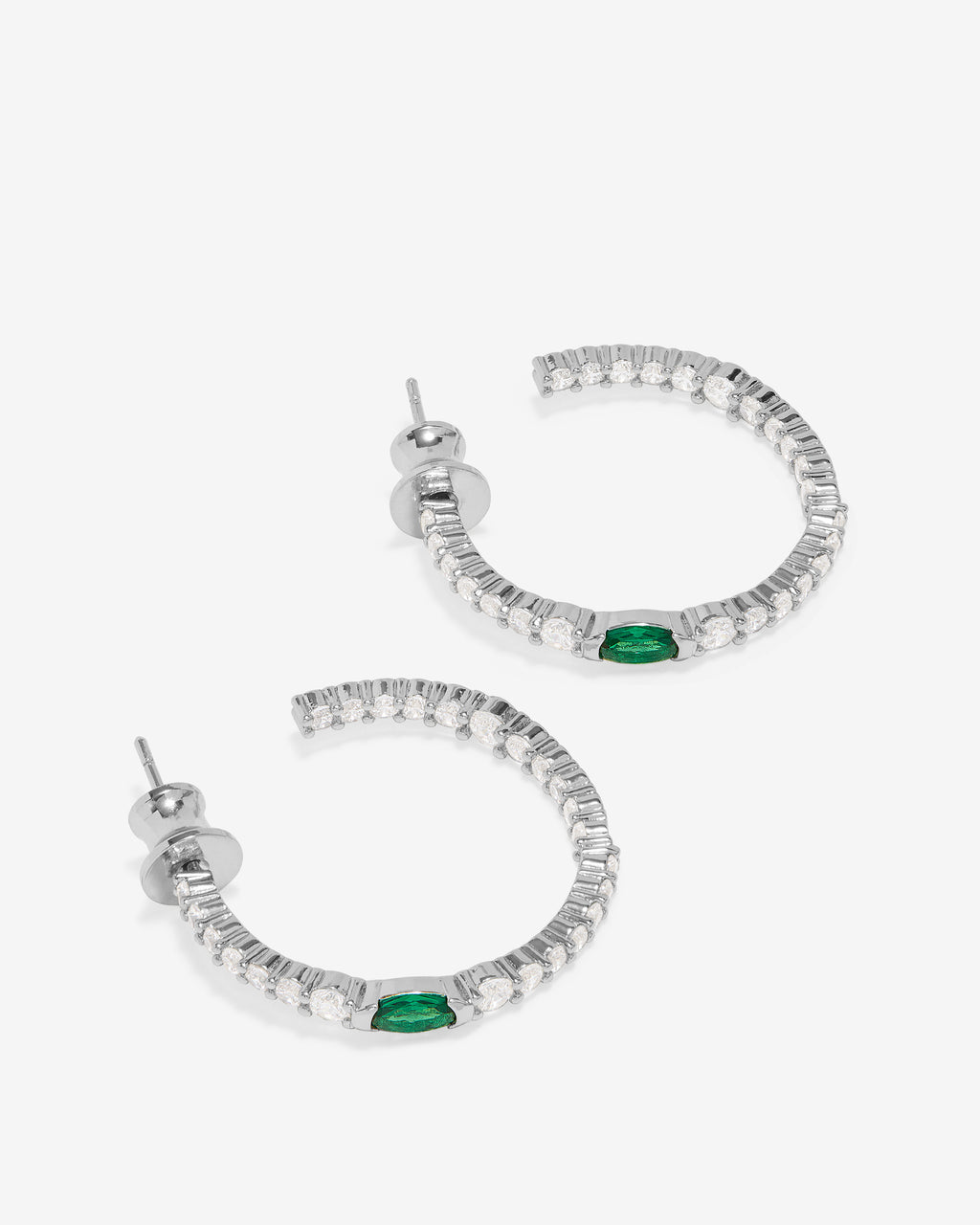 The Maven Hoops 1" - Silver|Emerald