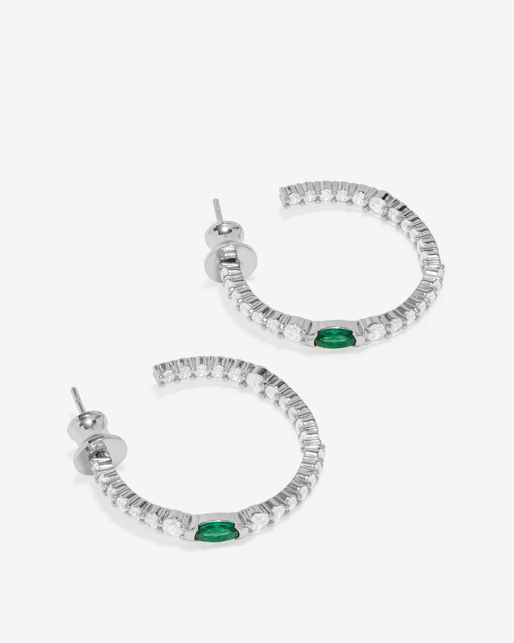 The Maven Hoops 1" - Silver|Emerald