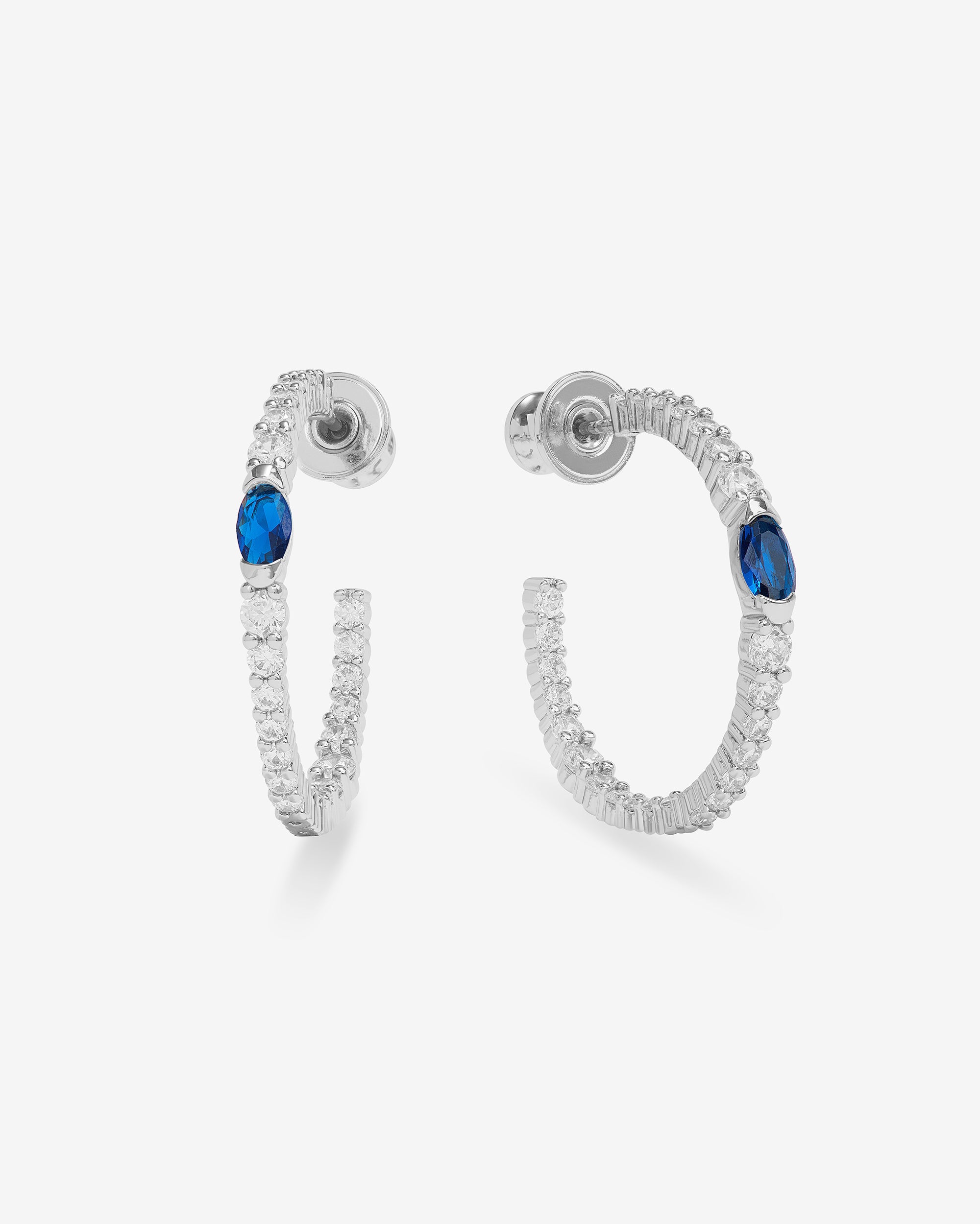 The Maven Hoops 1" - Silver|Blue Sapphire
