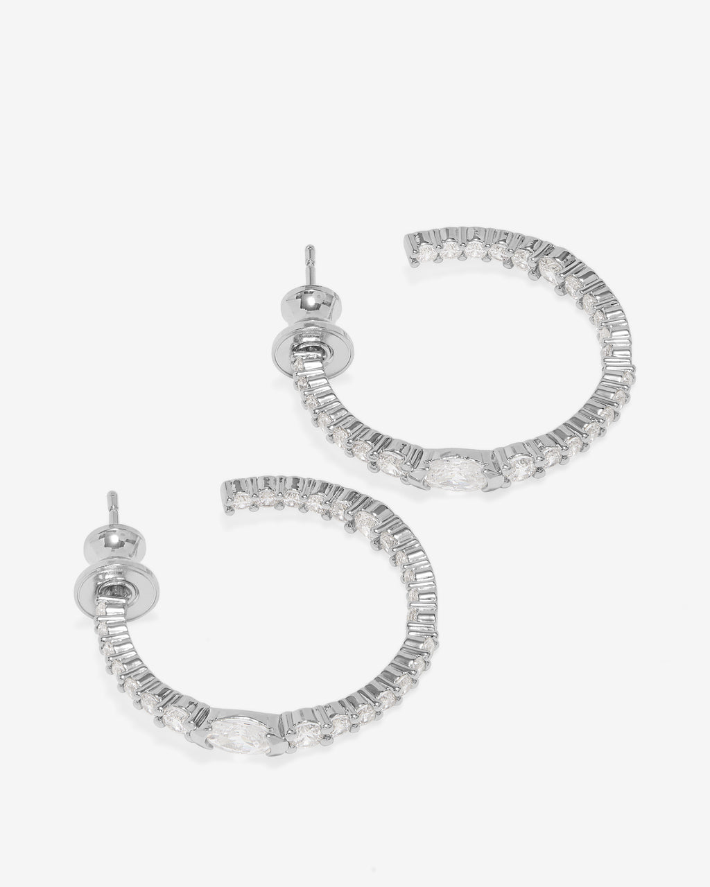 The Maven Hoops 1" - Silver|White Diamondettes