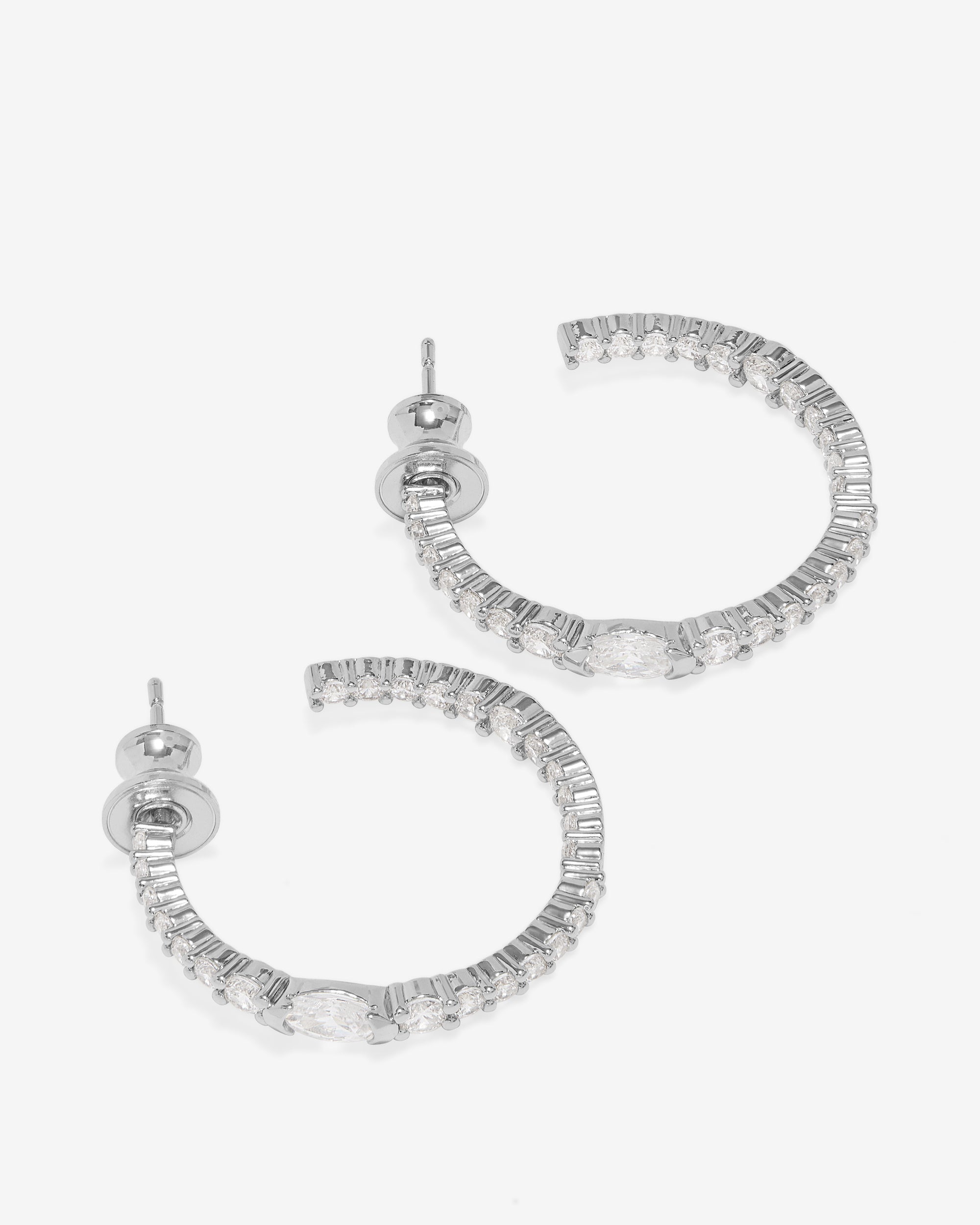 The Maven Hoops 1" - Silver|White Diamondettes