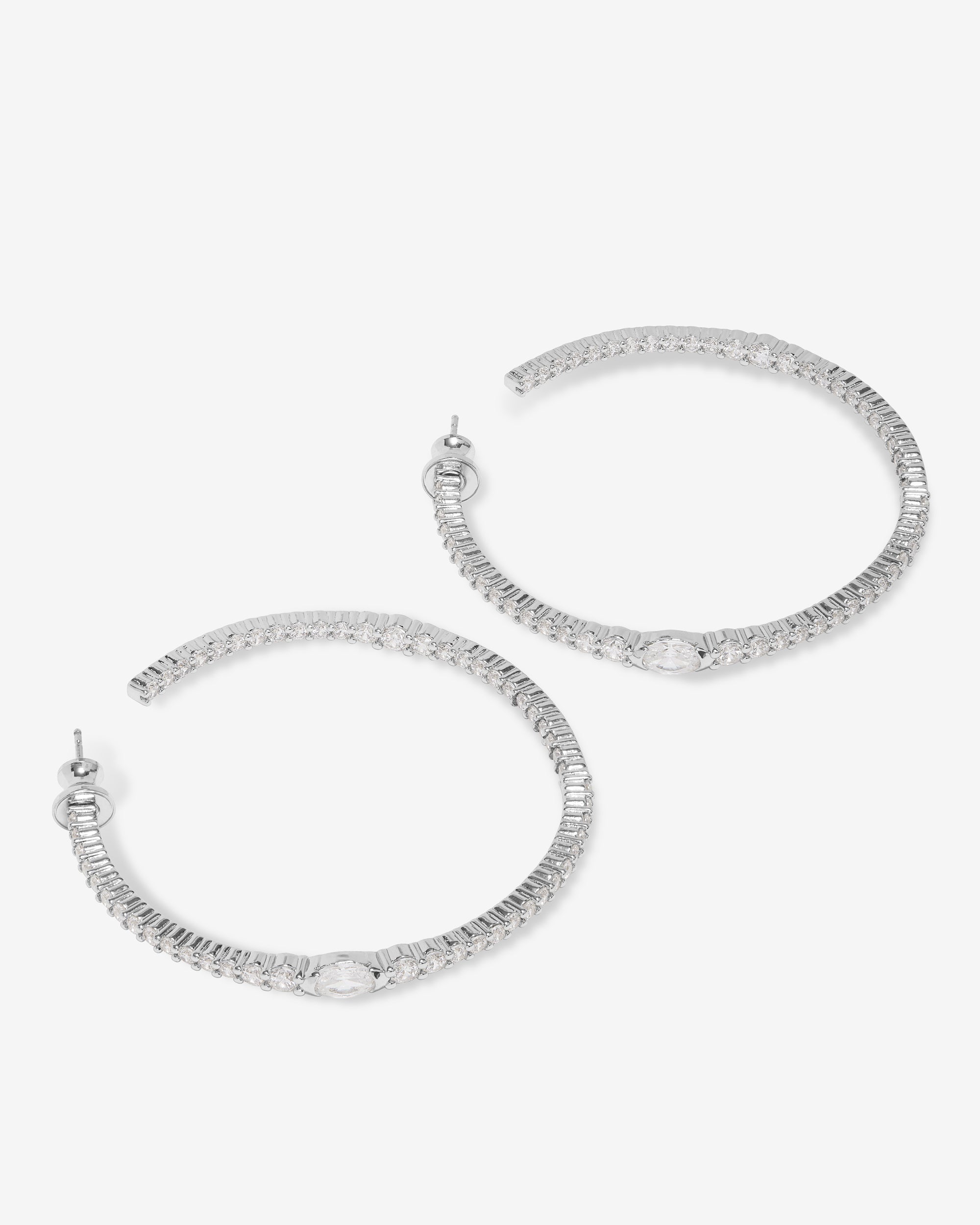 The Maven Hoops 2" - Silver|White Diamondettes
