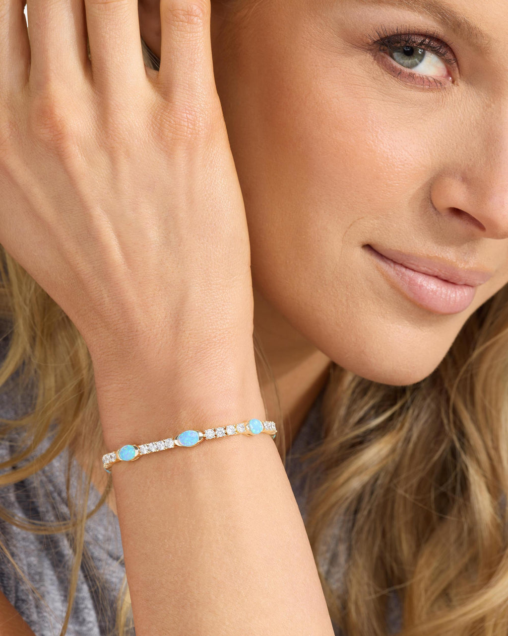 The Maven Tennis Bracelet 3mm - Gold|Blue Opal