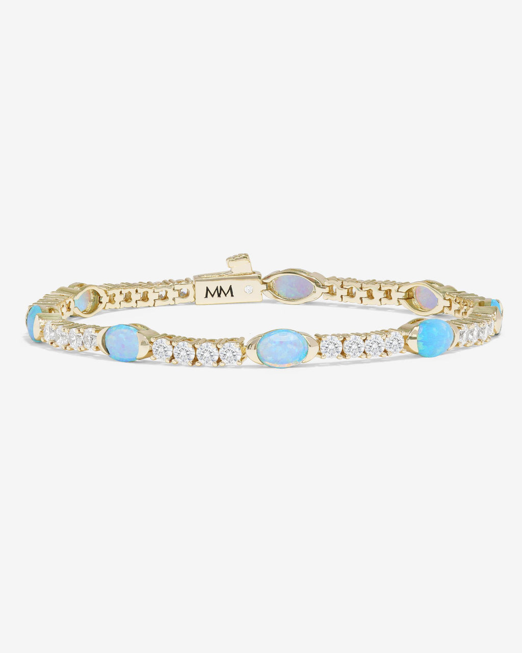 The Maven Tennis Bracelet 3mm - Gold|Blue Opal