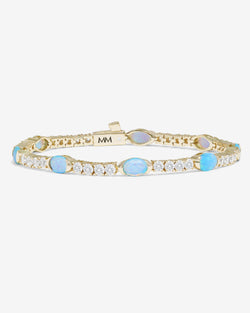 The Maven Tennis Bracelet 3mm - Gold|Blue Opal