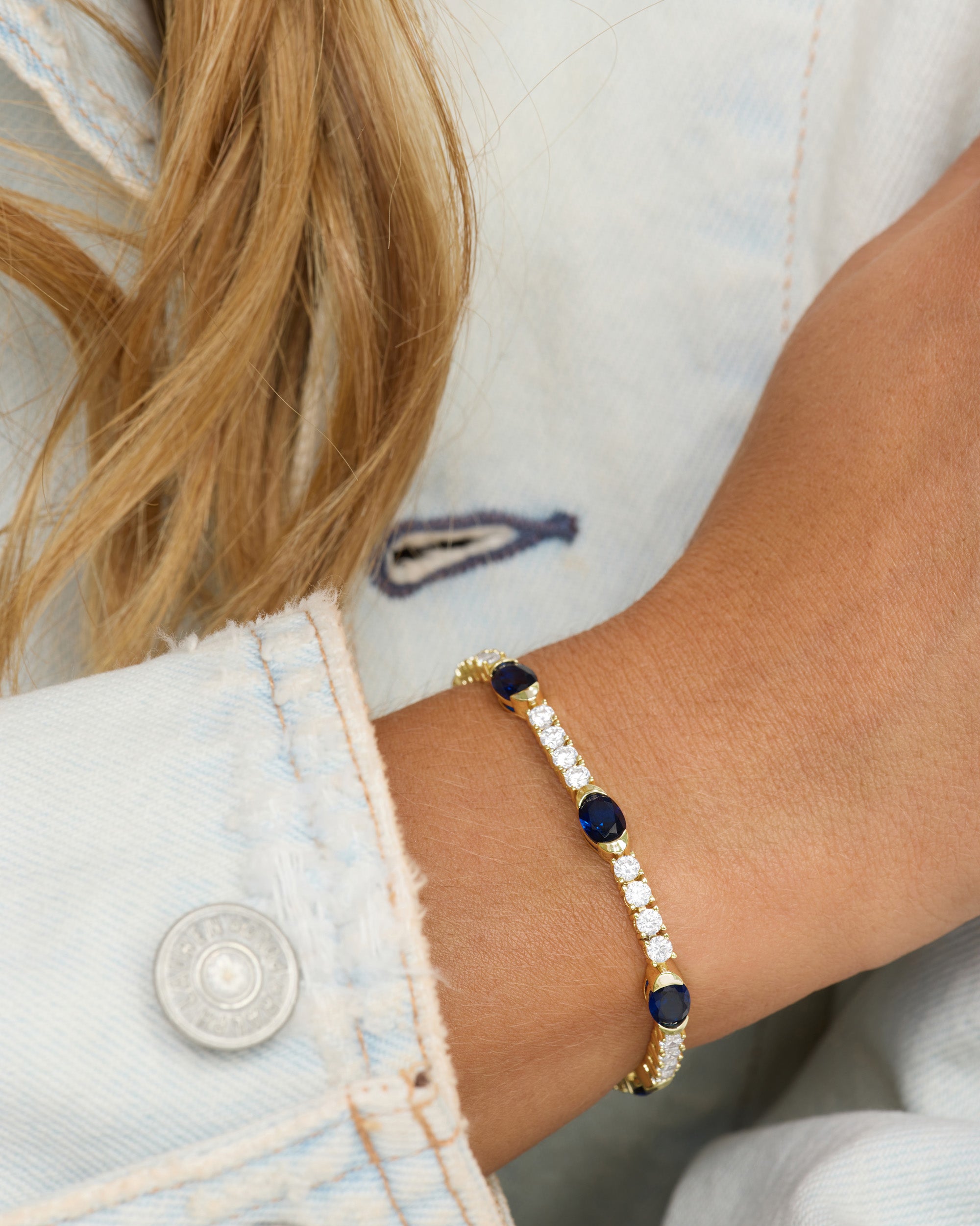 The Maven Tennis Bracelet - Gold|Blue Sapphire