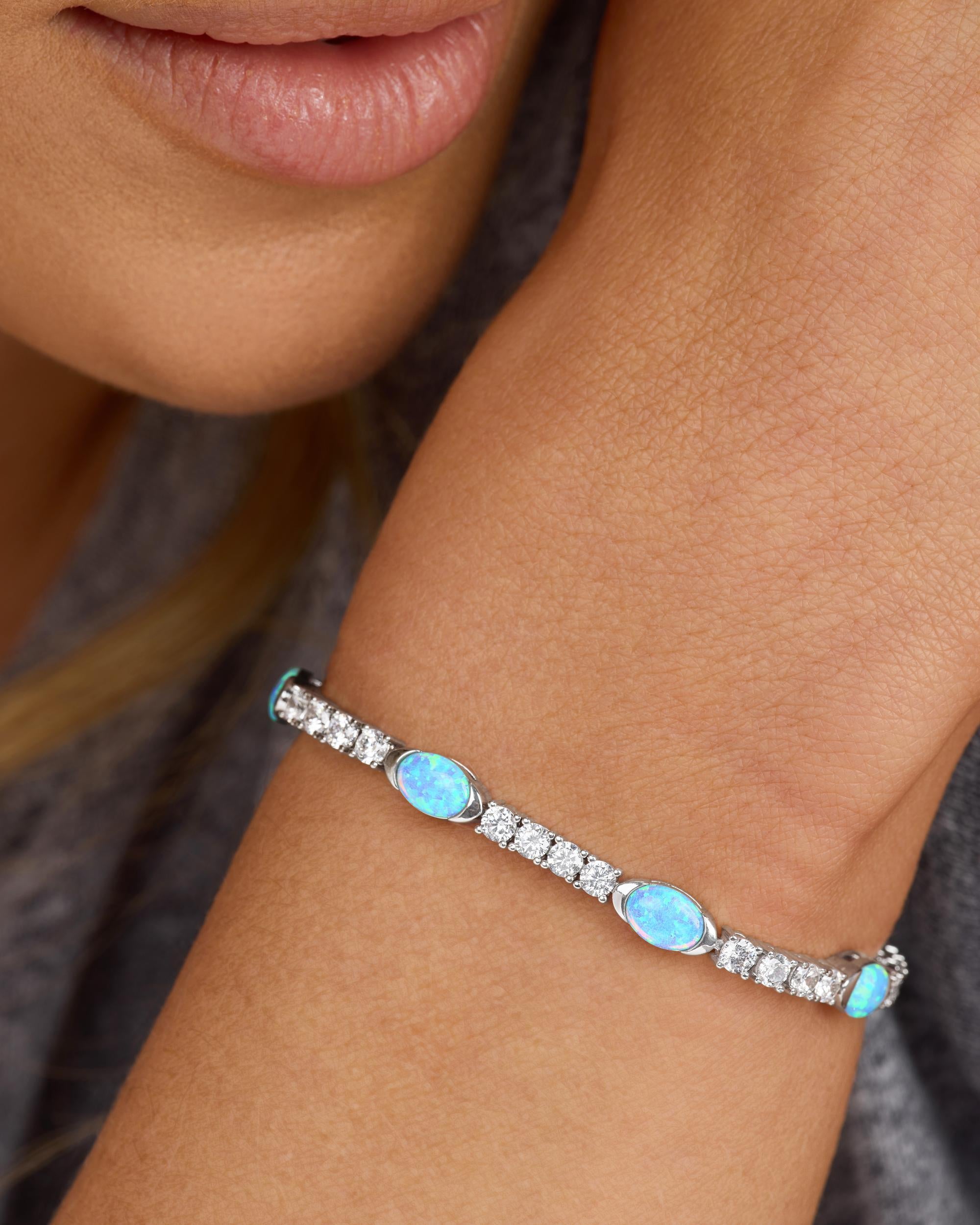 The Maven Tennis Bracelet 3mm - Silver|Blue Opal