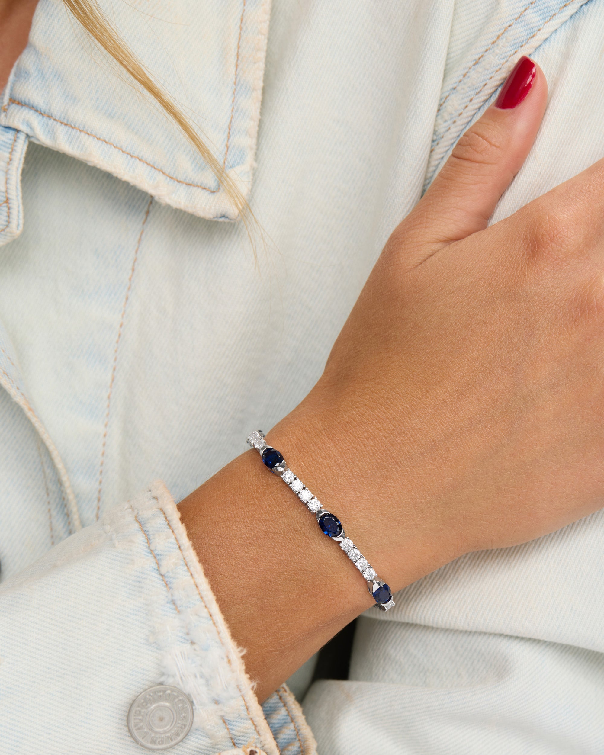 The Maven Tennis Bracelet - Silver|Blue Sapphire