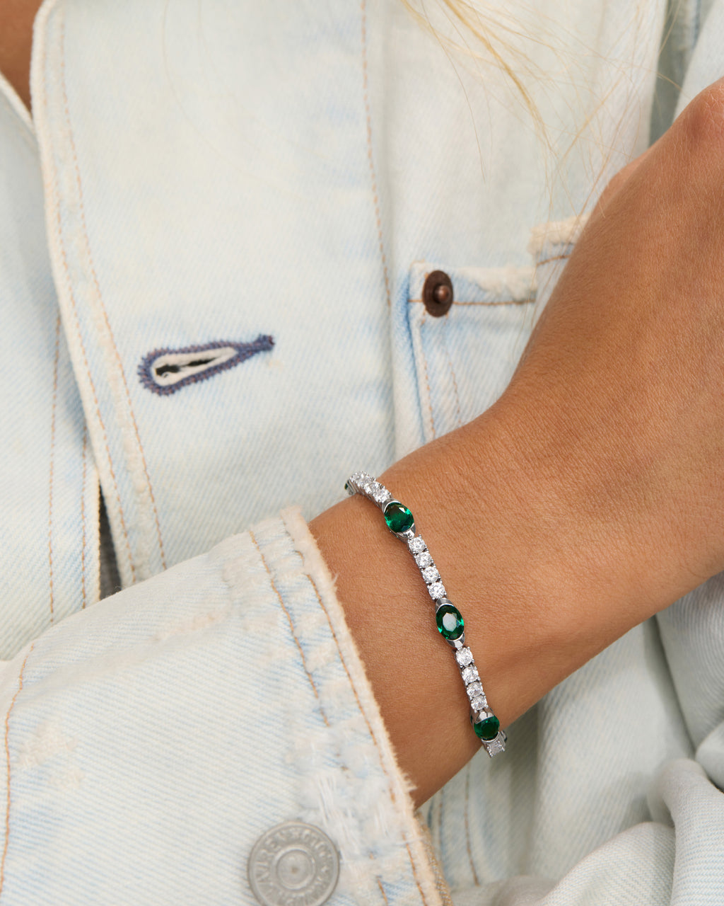 The Maven Tennis Bracelet 3mm - Silver|Emerald