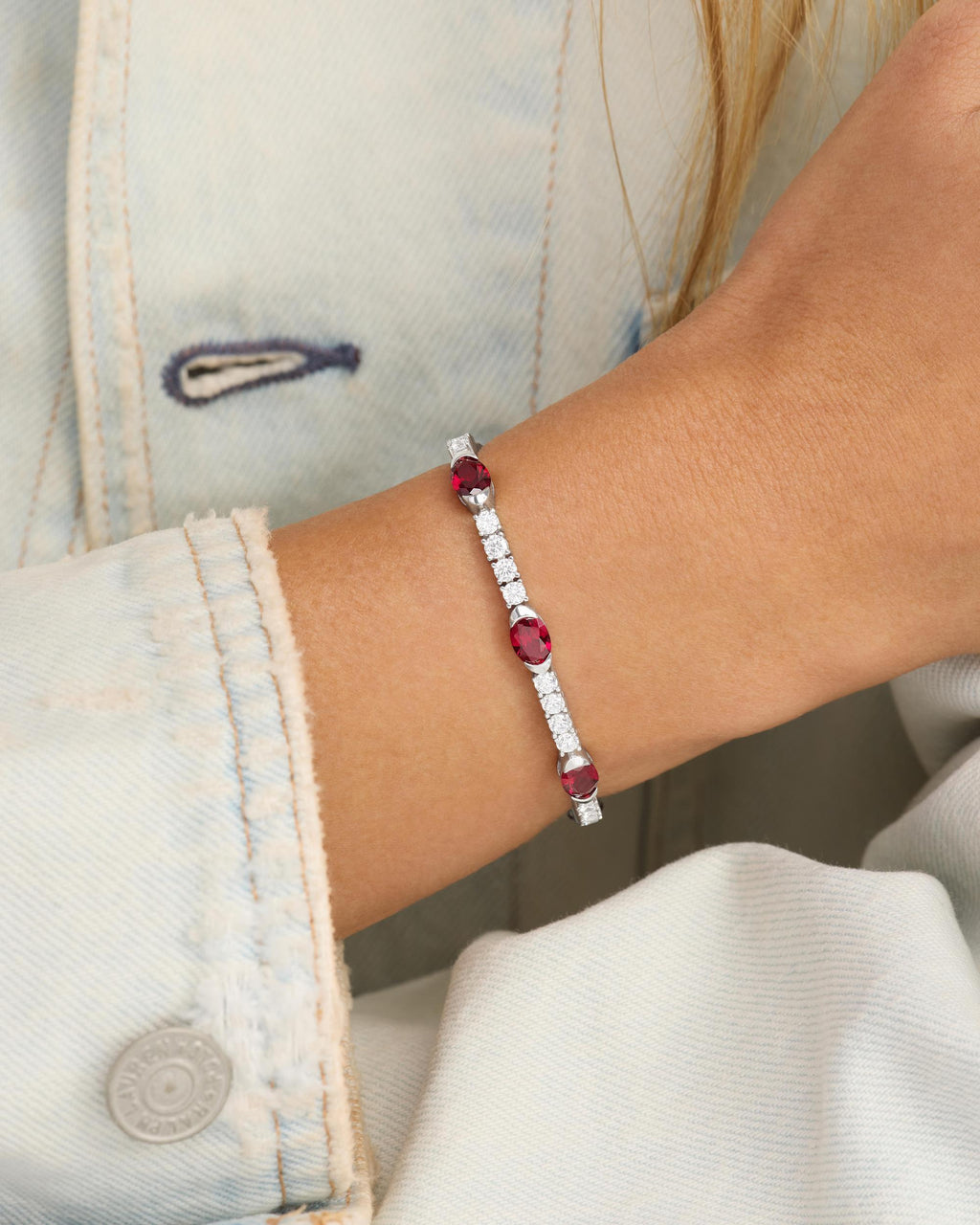 The Maven Tennis Bracelet 3mm - Silver|Ruby
