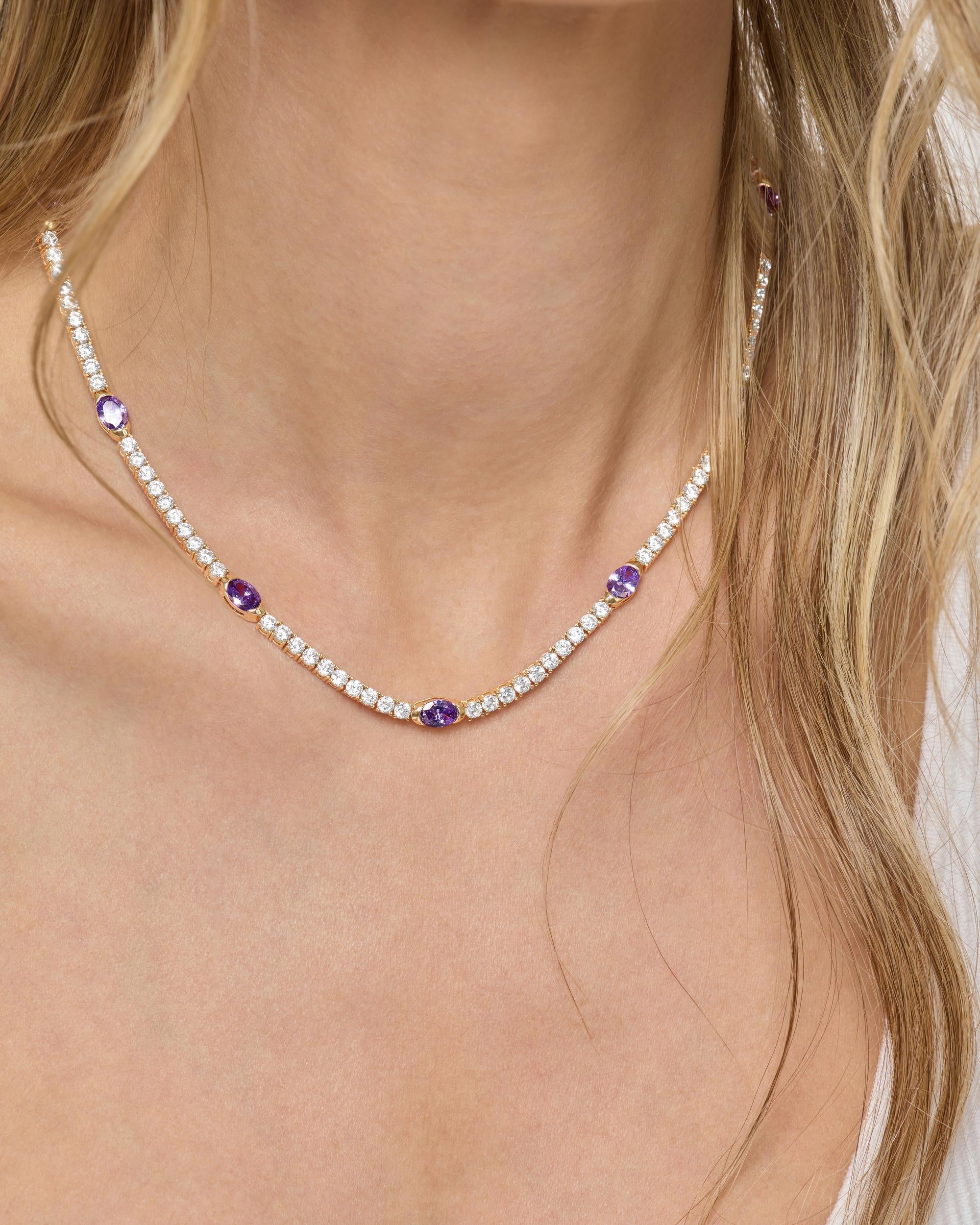 The Maven Tennis Necklace 3mm - Gold|Lavender Amethyst – Melinda