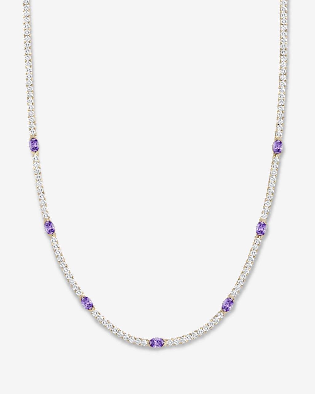 The Maven Tennis Necklace 3mm - Gold|Lavender Amethyst