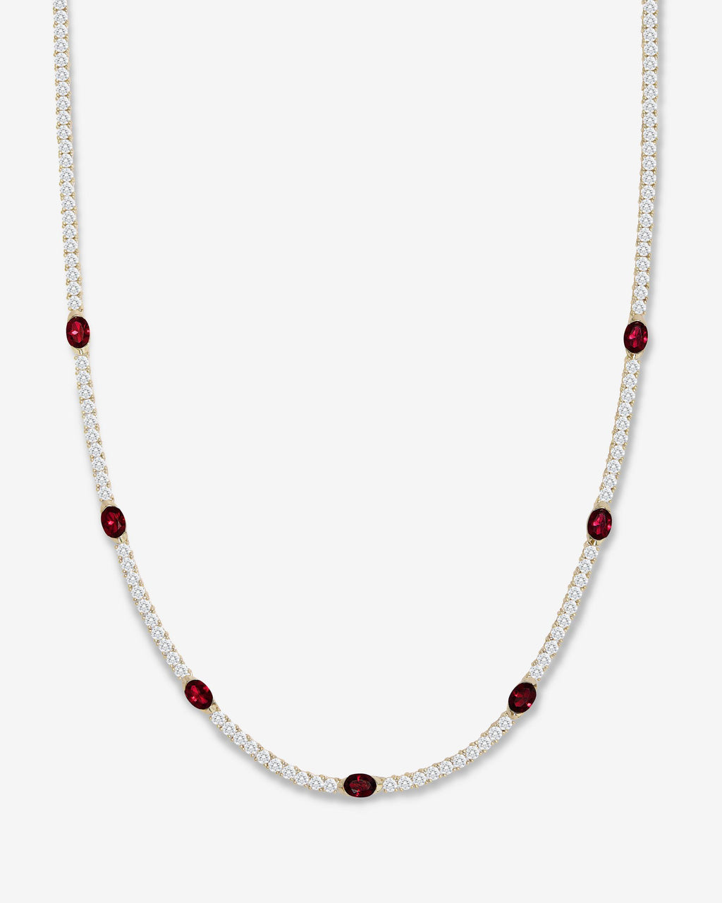 The Maven Tennis Necklace 3mm - Gold|Ruby