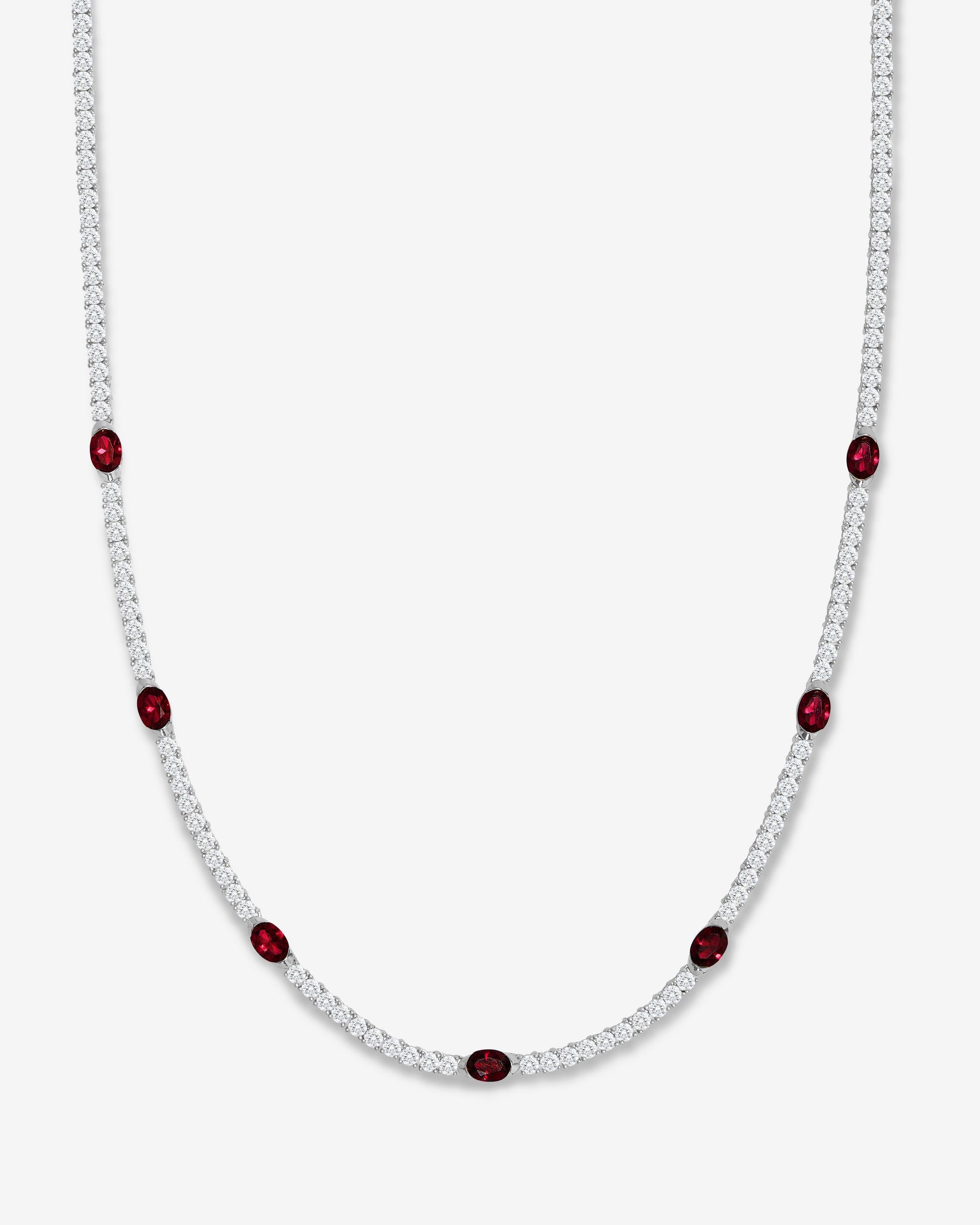 The Maven Tennis Necklace 3mm - Silver|Ruby