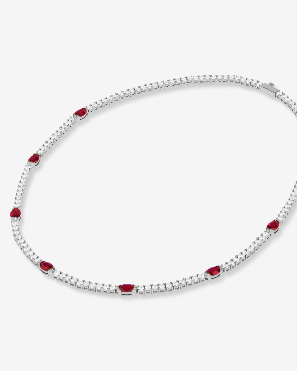 The Maven Tennis Necklace 3mm - Silver|Ruby