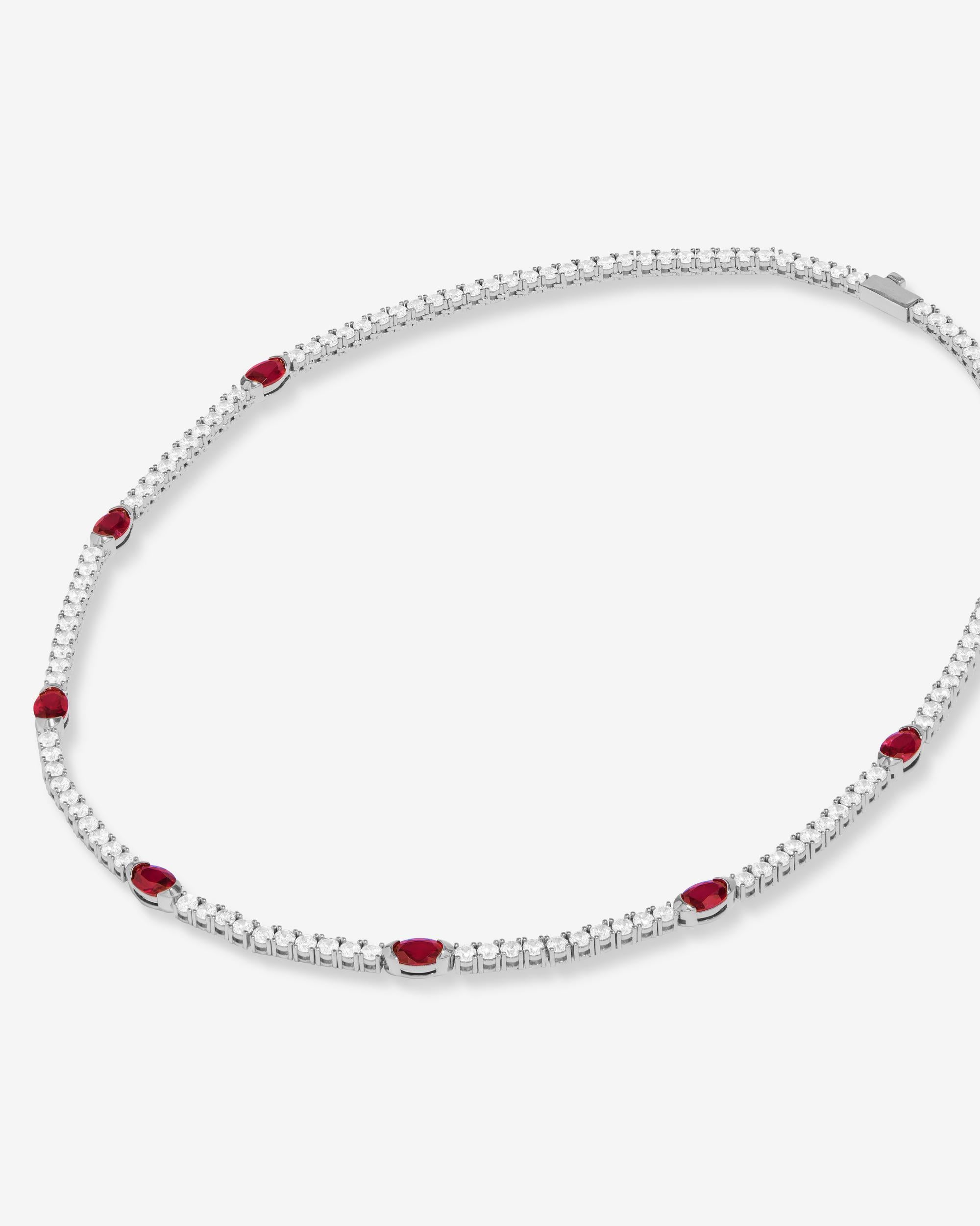 The Maven Tennis Necklace 3mm - Silver|Ruby