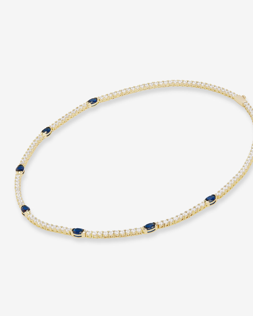 The Maven Tennis Necklace 3mm - Gold|Blue Sapphire