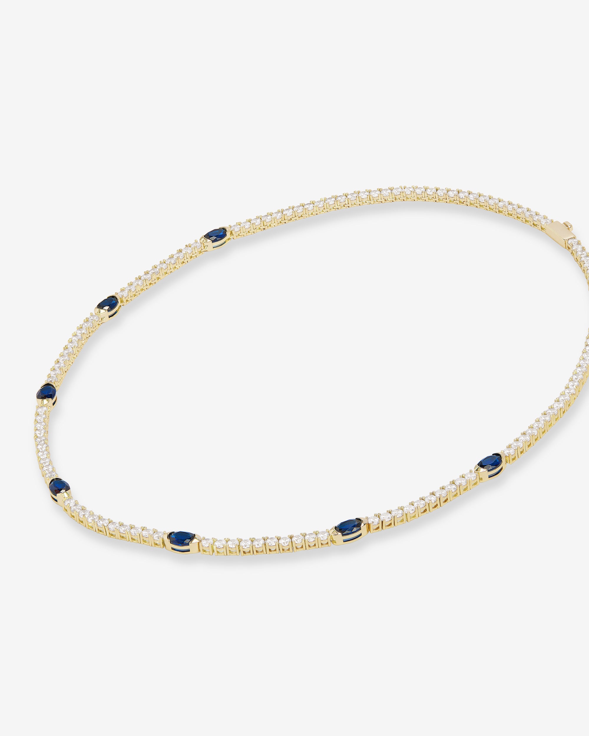 The Maven Tennis Necklace 3mm - Gold|Blue Sapphire