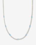 The Maven Tennis Necklace 3mm - Gold|Blue Opal