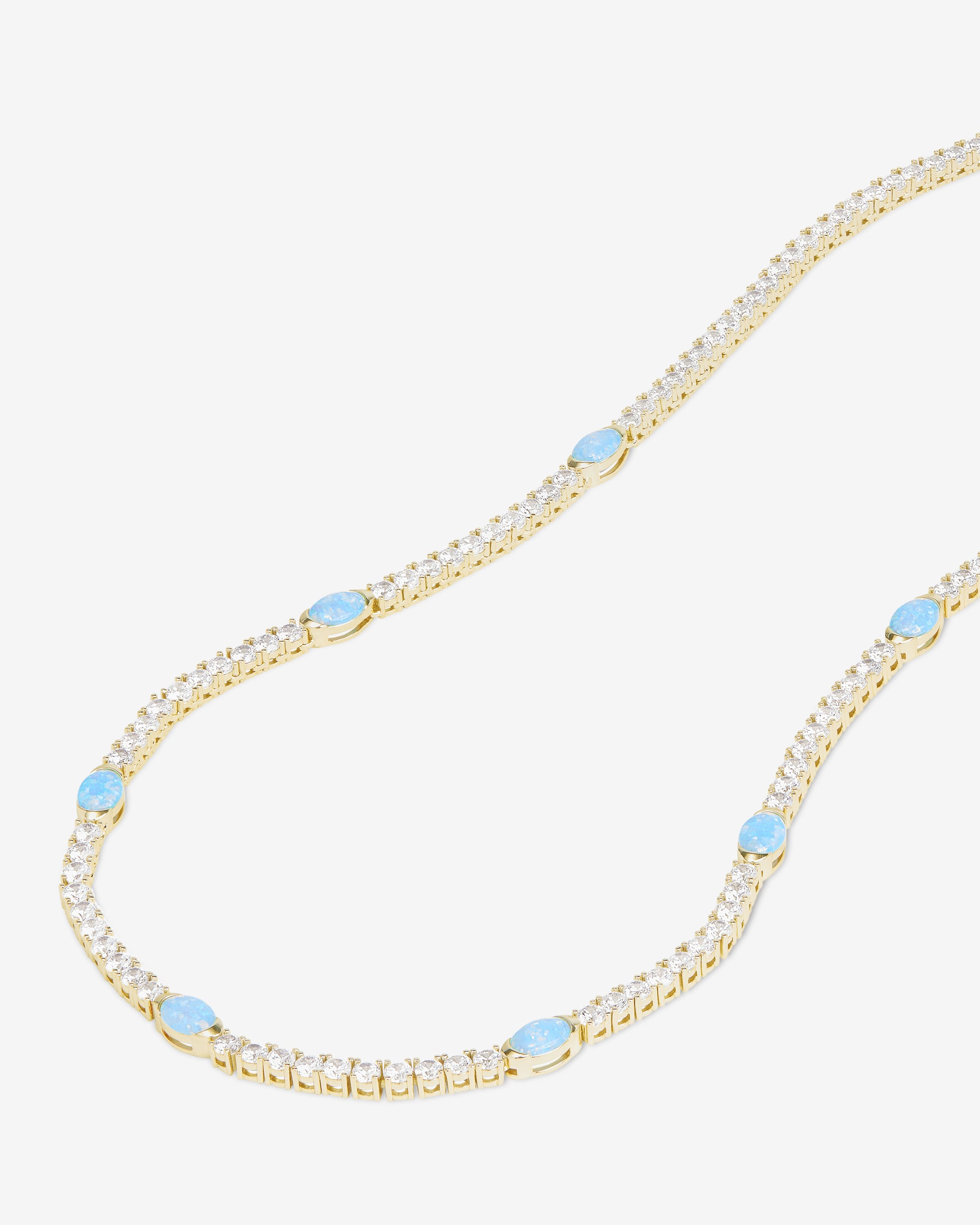 The Maven Tennis Necklace 3mm - Gold|Blue Opal
