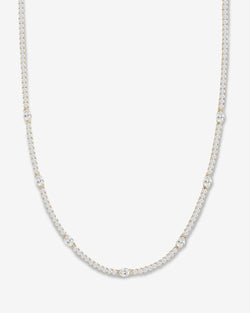 The Maven Tennis Necklace 3mm - Gold|White Diamondettes