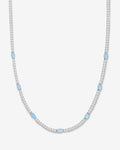 The Maven Tennis Necklace 3mm - Silver|Blue Opal