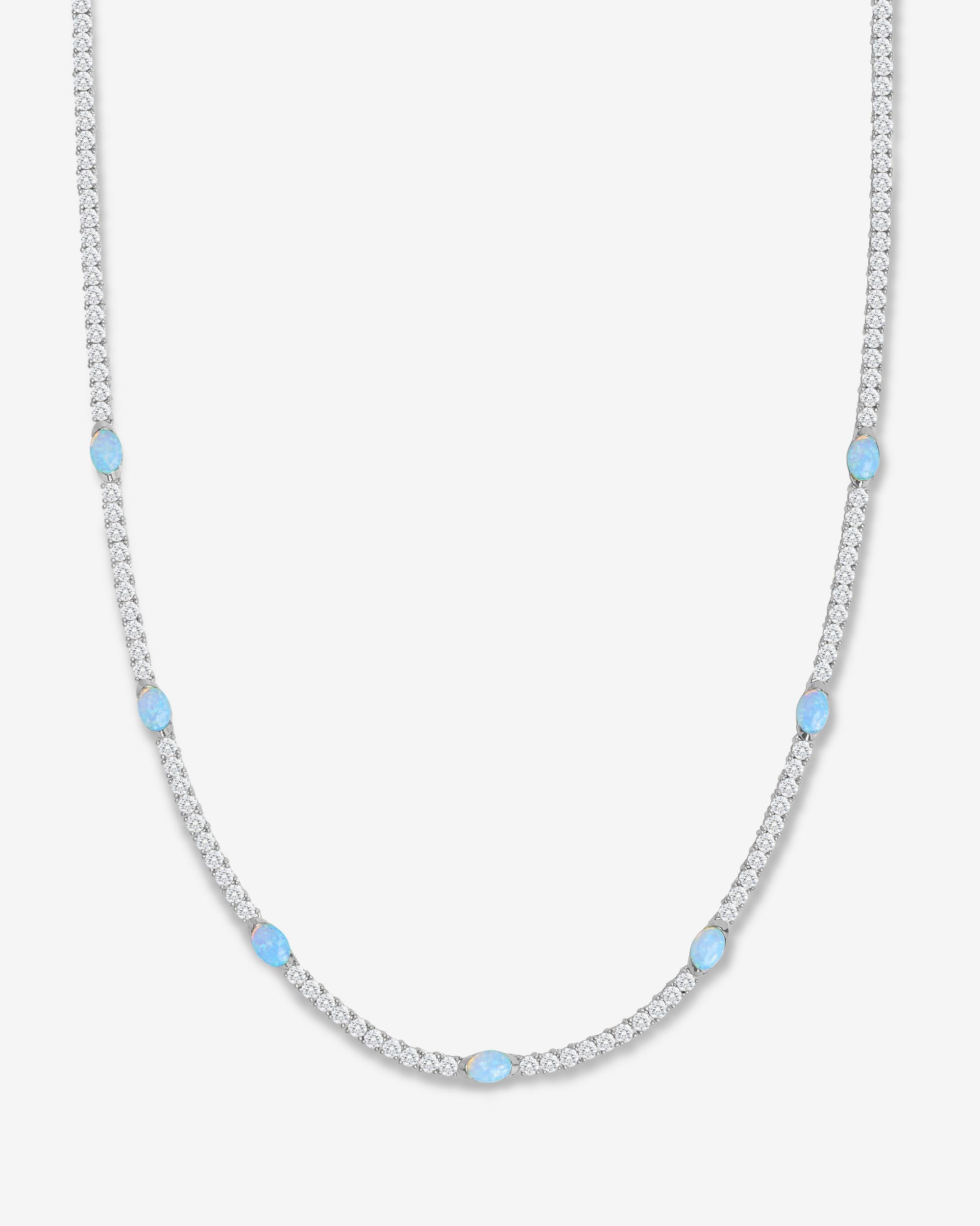 The Maven Tennis Necklace 3mm - Silver|Blue Opal