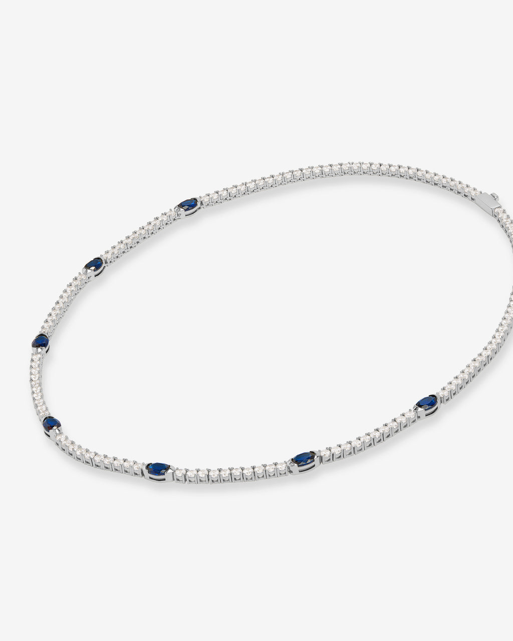 The Maven Tennis Necklace 3mm - Silver|Blue Sapphire