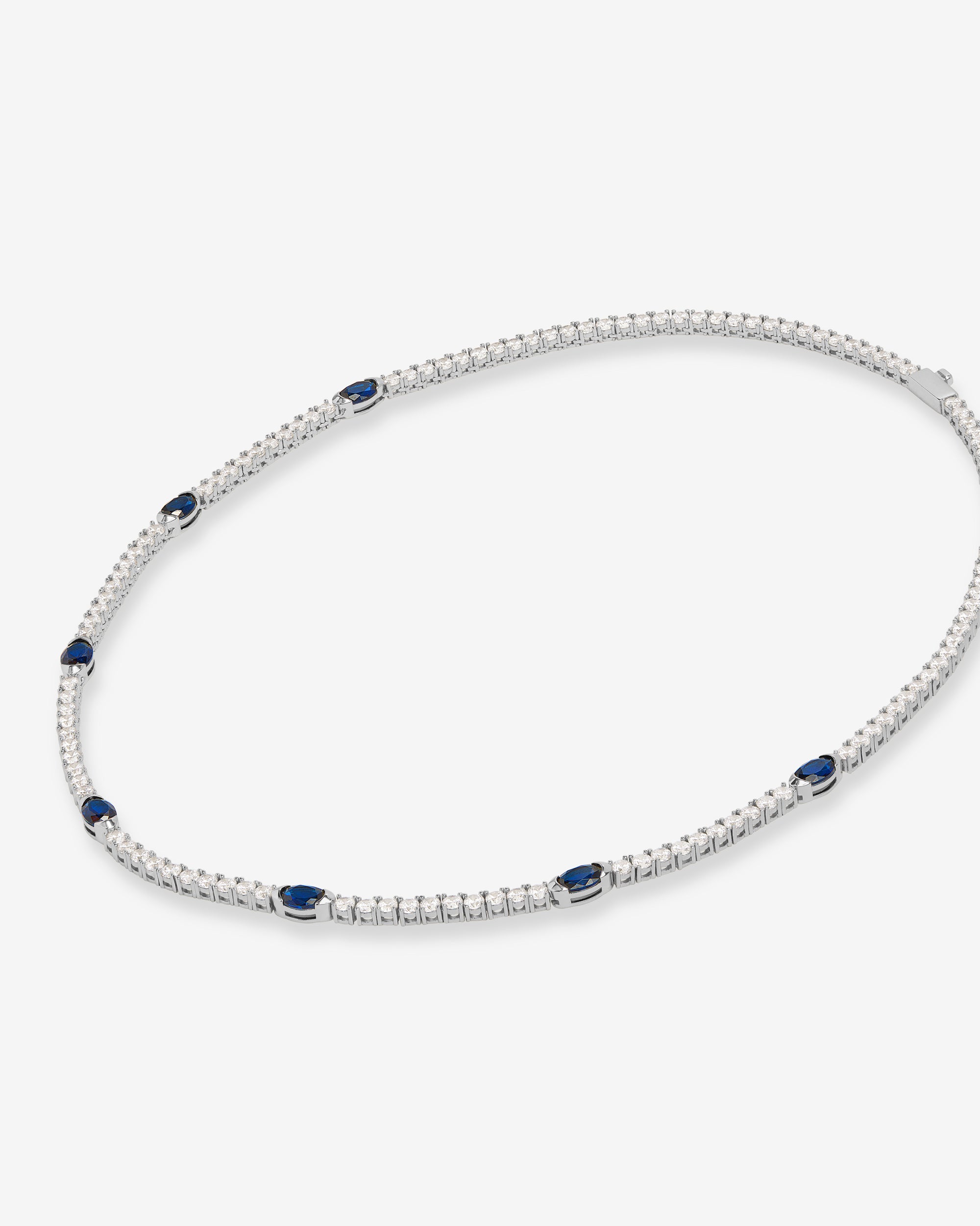 The Maven Tennis Necklace - Silver|Blue Sapphire