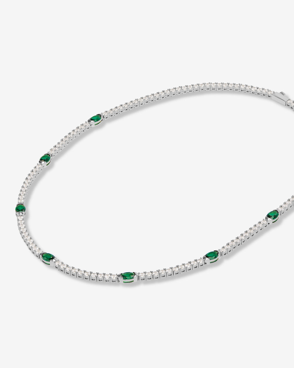 The Maven Tennis Necklace 3mm - Silver|Emerald