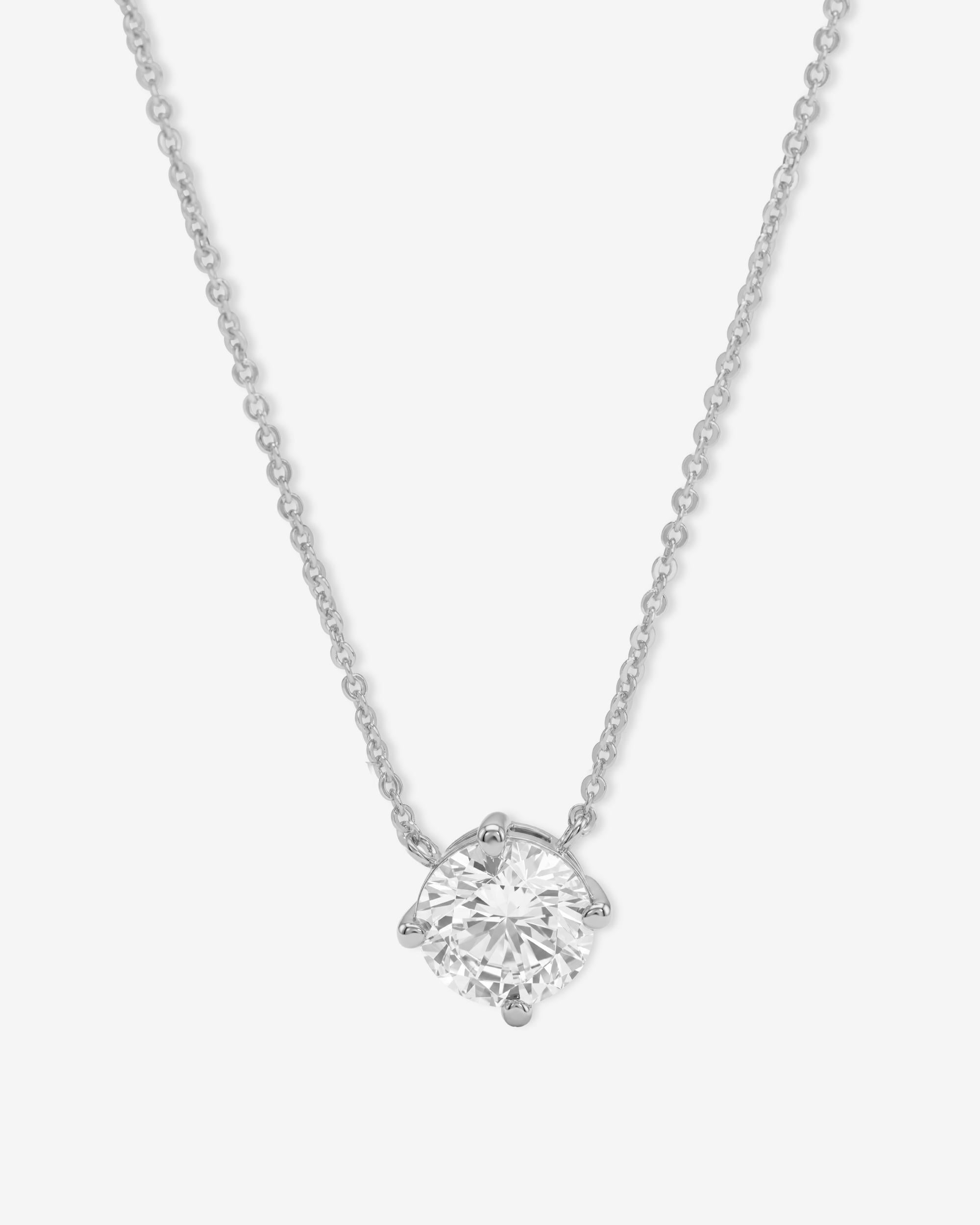 The Monarch Round Cut Necklace - Silver|White Diamondettes