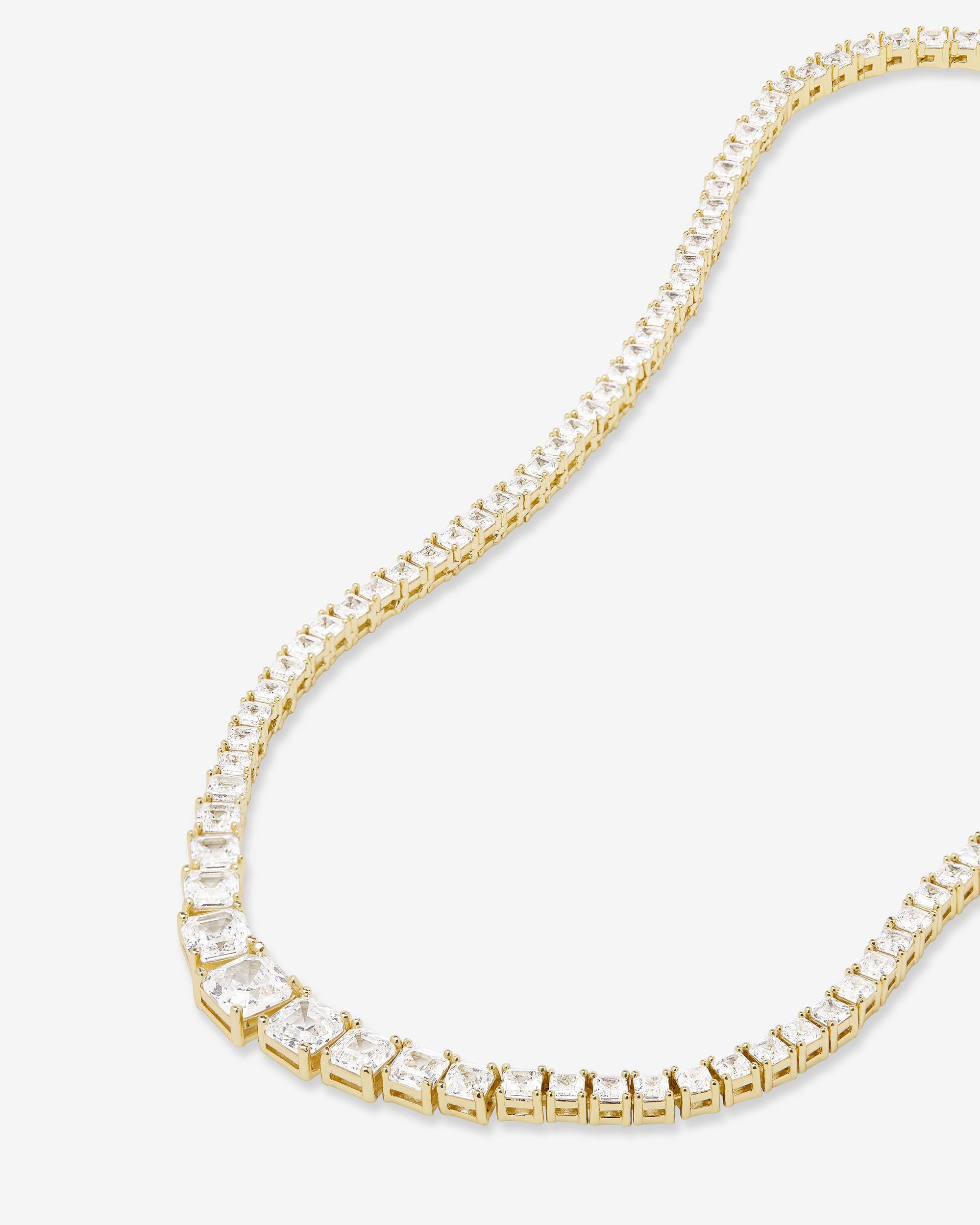 The Queen's Graduated Tennis Necklace - Gold|White Diamondettes