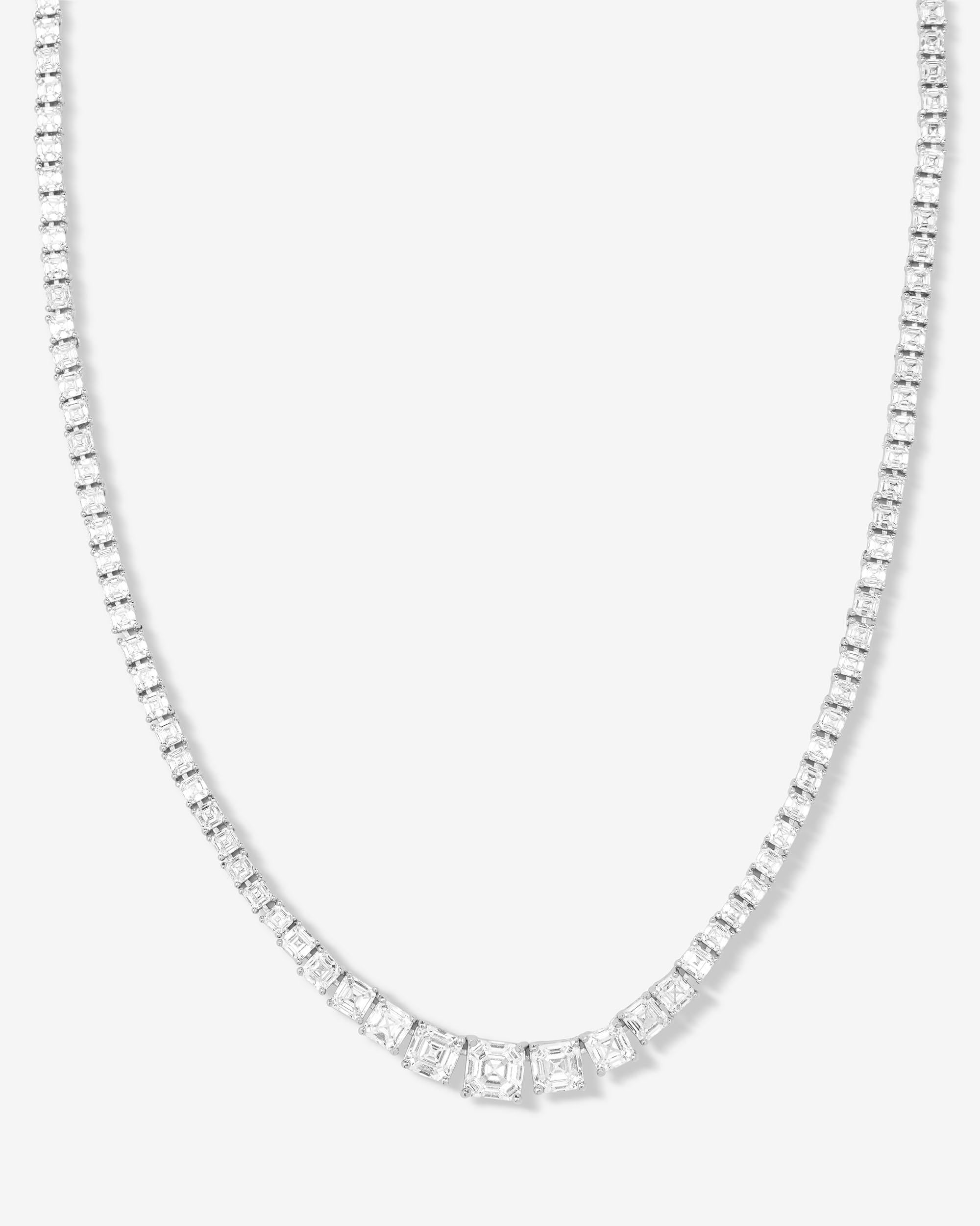 The Queen's Graduated Tennis Necklace - Silver|White Diamondettes
