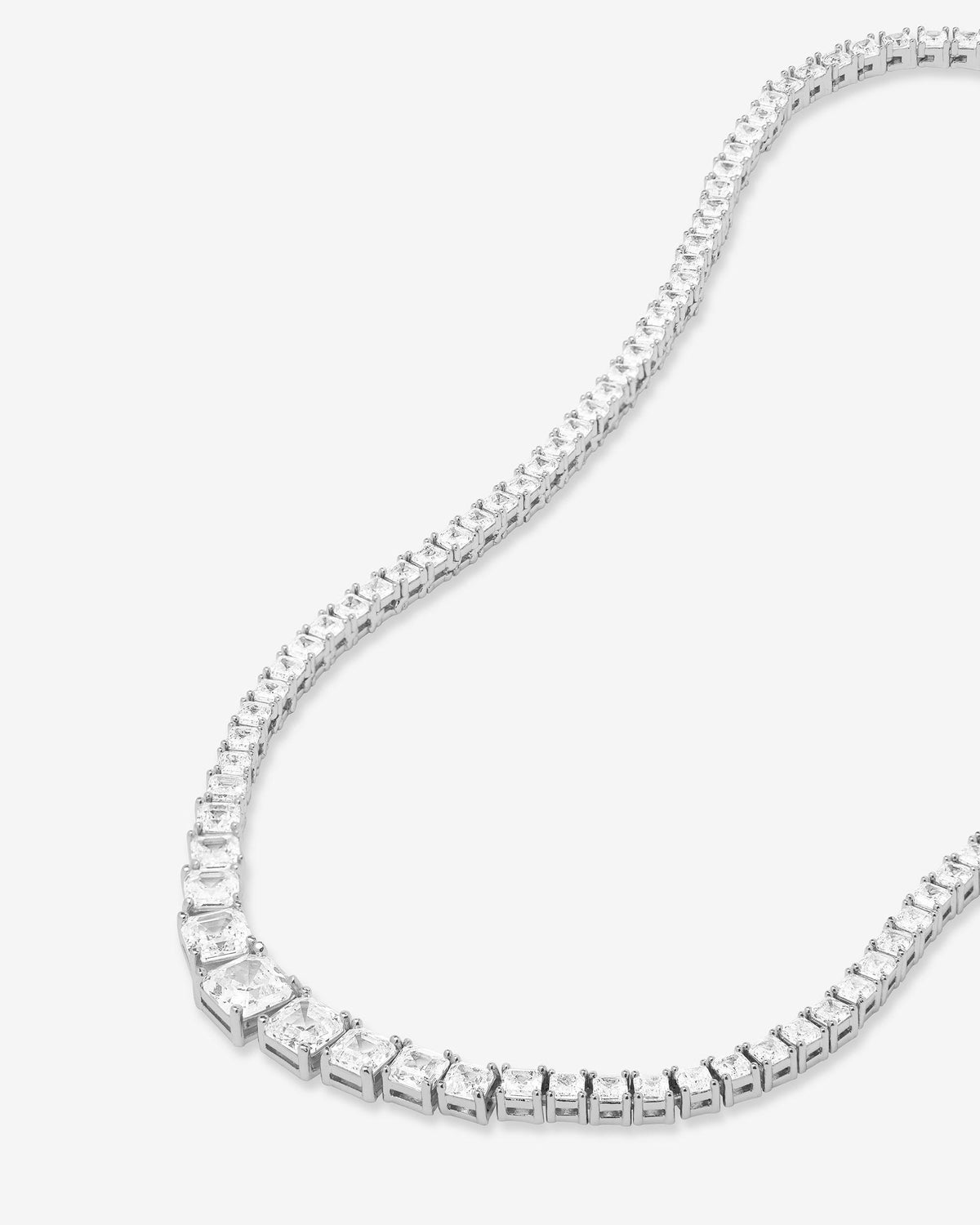 The Queen's Graduated Tennis Necklace - Silver|White Diamondettes