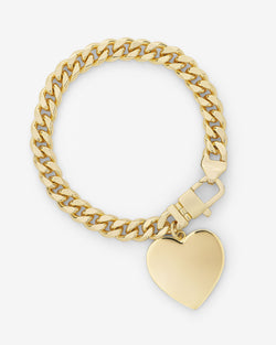 Julian XL Heart Cuban Chain Bracelet 6.8mm - Gold
