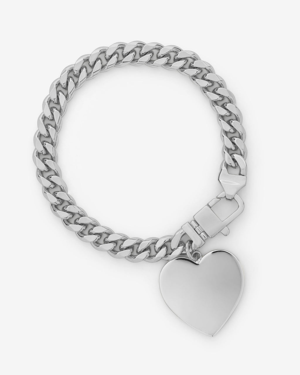Julian XL Heart 7mm Silver Cuban Bracelet | Bold Statement